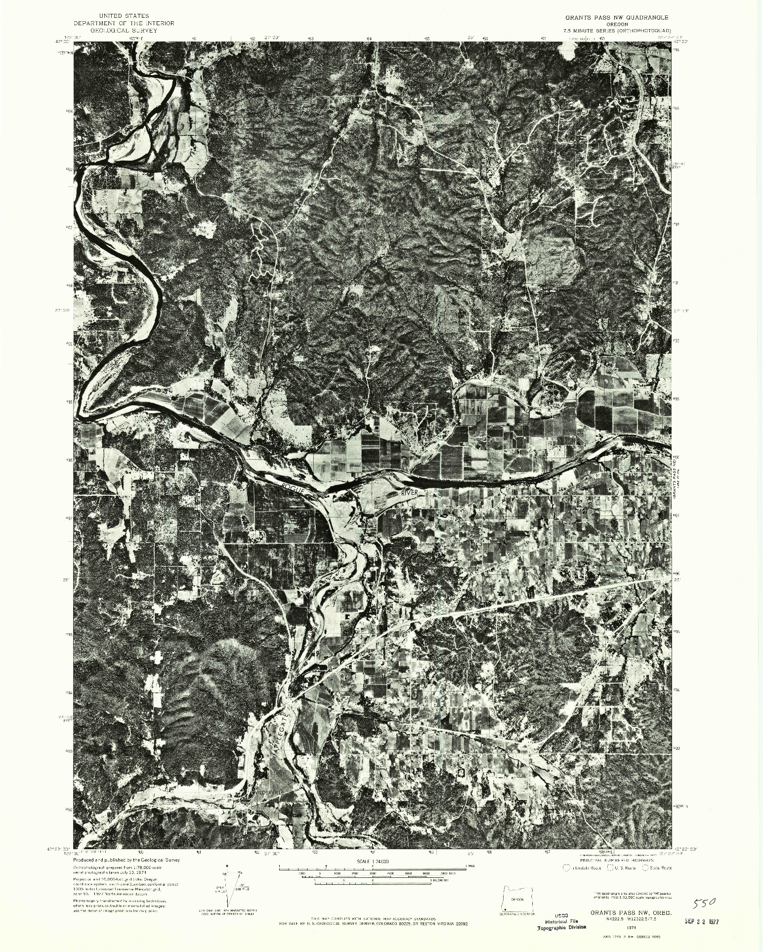 USGS 1:24000-SCALE QUADRANGLE FOR GRANTS PASS NW, OR 1974
