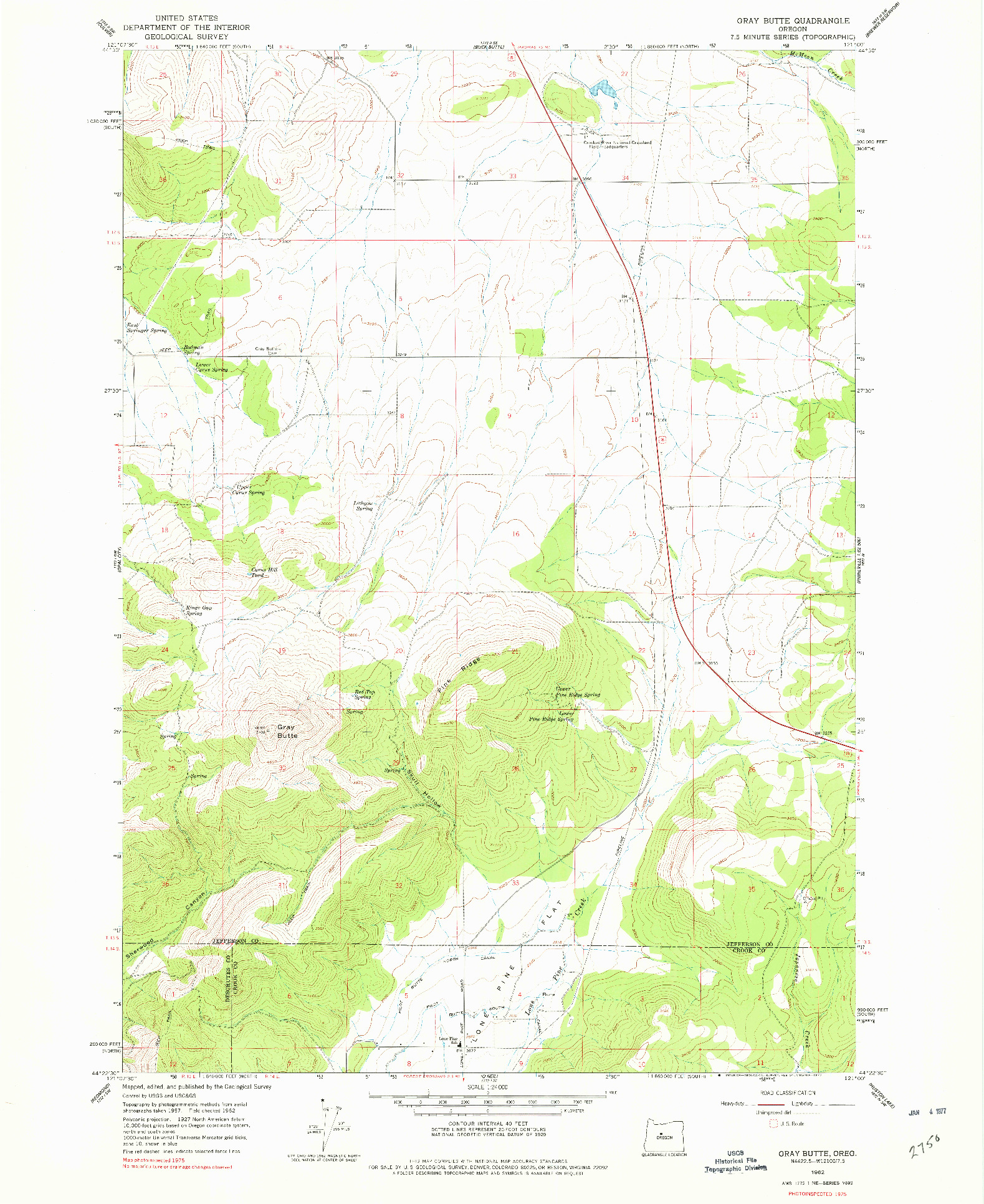 USGS 1:24000-SCALE QUADRANGLE FOR GRAY BUTTE, OR 1962