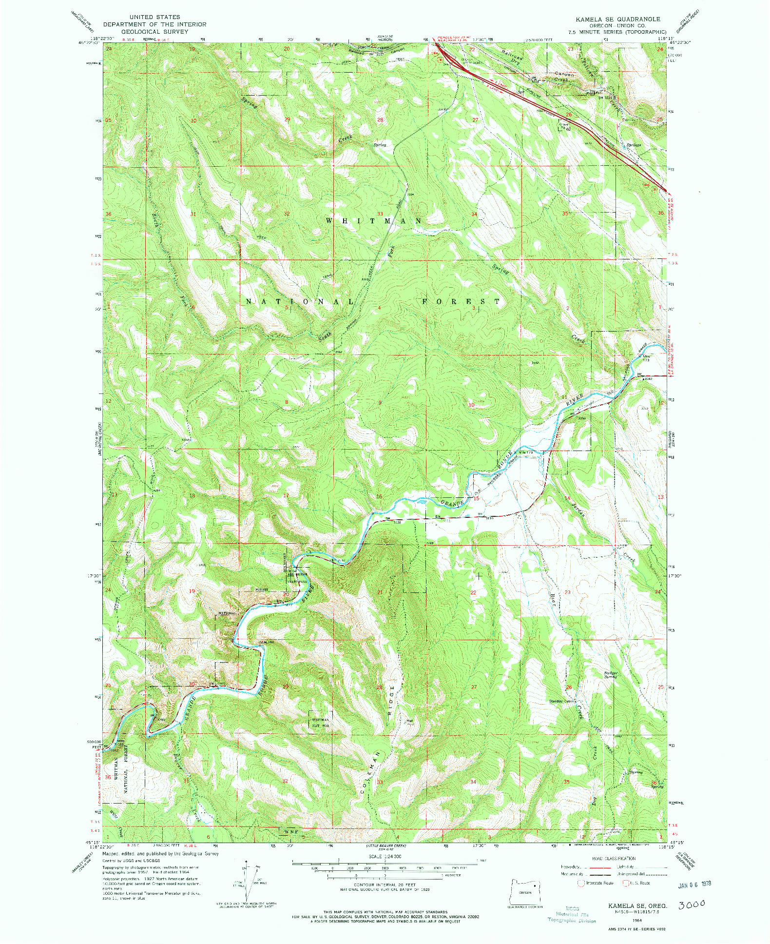 USGS 1:24000-SCALE QUADRANGLE FOR KAMELA SE, OR 1964