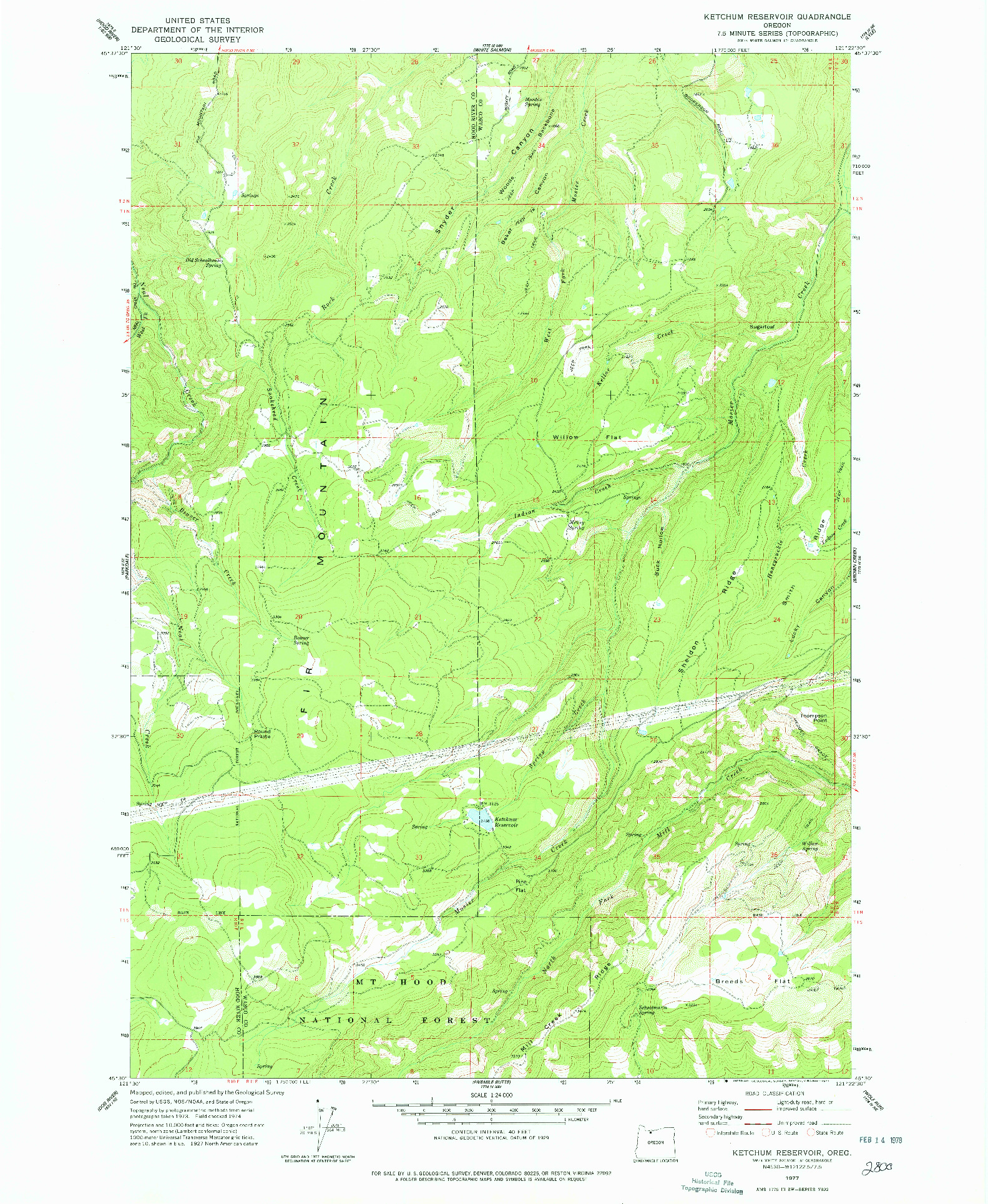 USGS 1:24000-SCALE QUADRANGLE FOR KETCHUM RESERVOIR, OR 1977