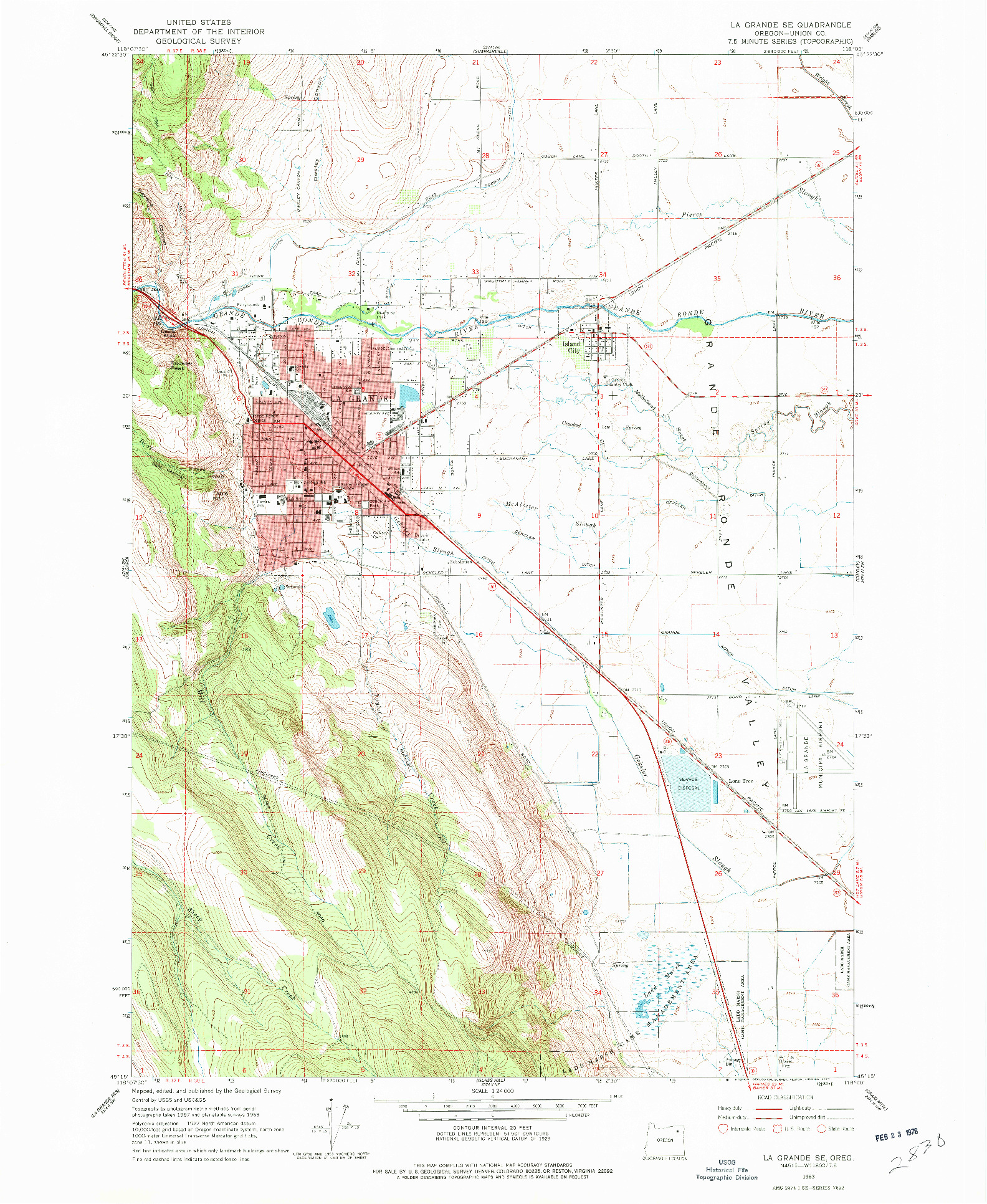 USGS 1:24000-SCALE QUADRANGLE FOR LA GRANDE SE, OR 1963