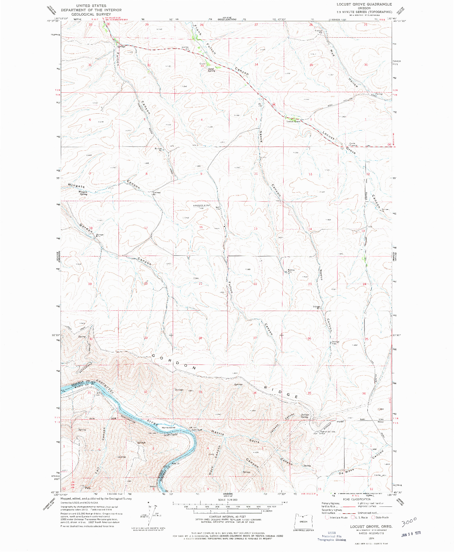USGS 1:24000-SCALE QUADRANGLE FOR LOCUST GROVE, OR 1974