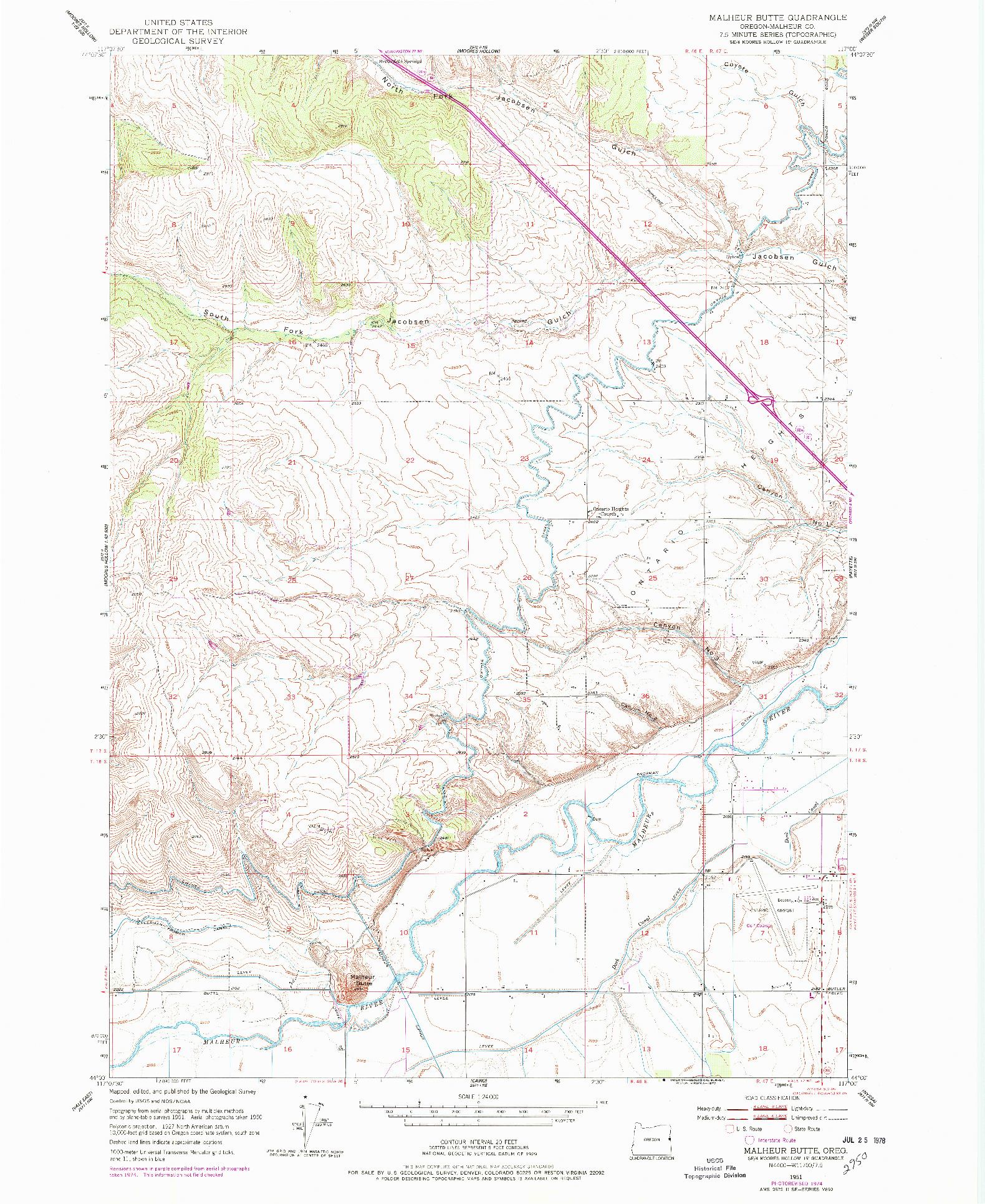 USGS 1:24000-SCALE QUADRANGLE FOR MALHEUR BUTTE, OR 1951