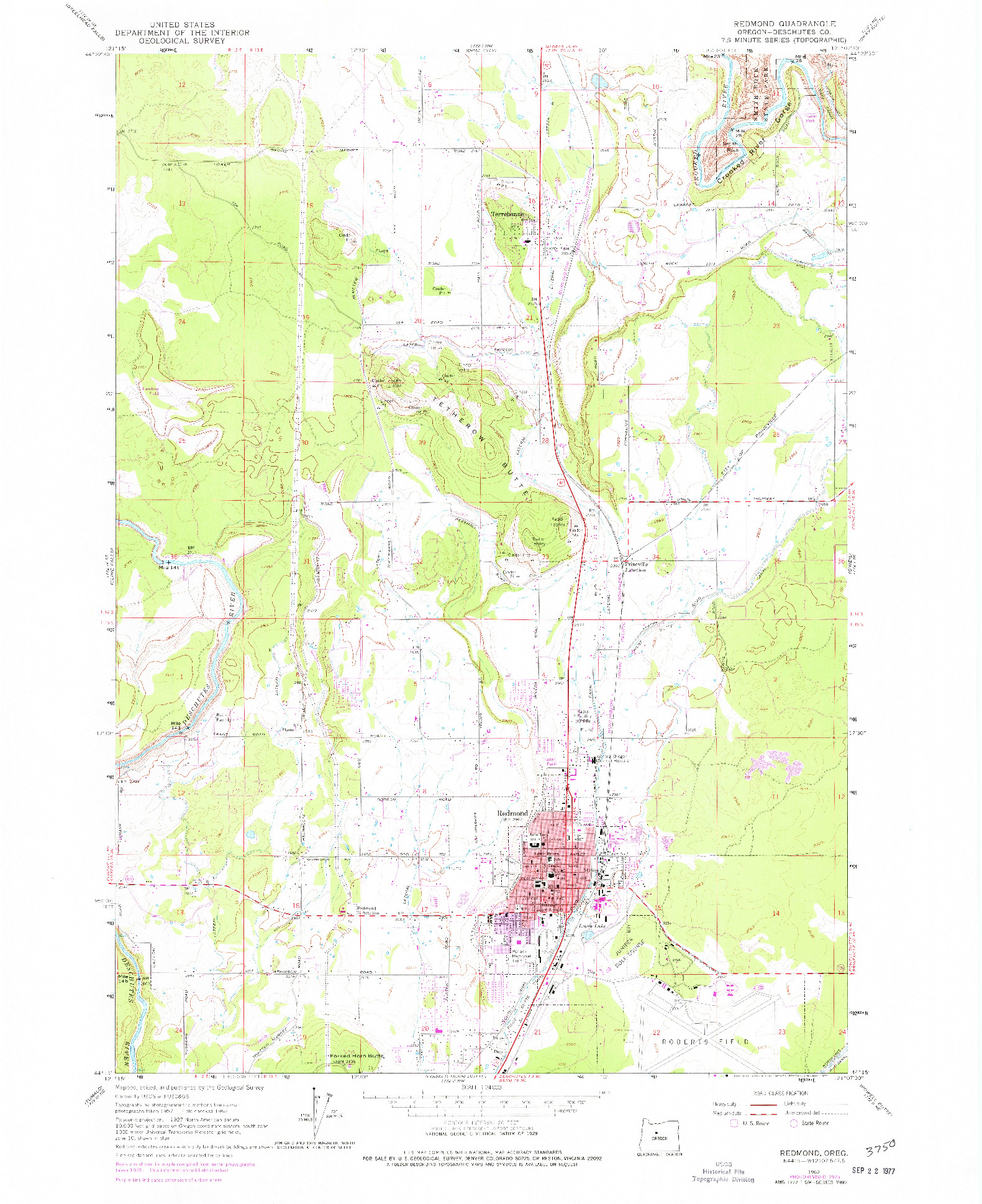 USGS 1:24000-SCALE QUADRANGLE FOR REDMOND, OR 1961