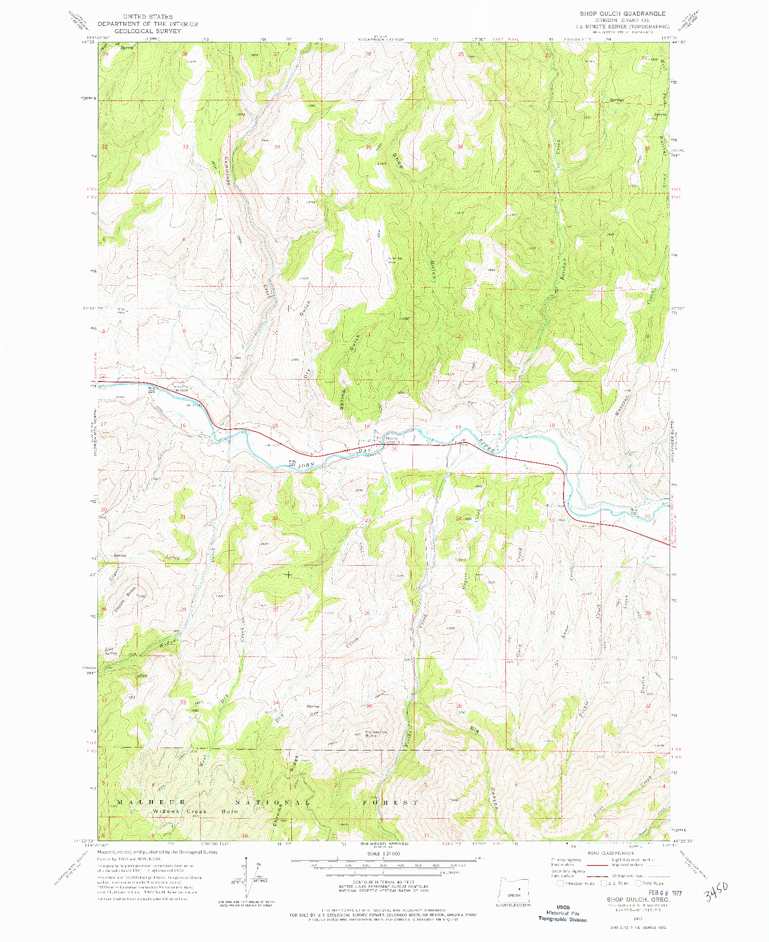 USGS 1:24000-SCALE QUADRANGLE FOR SHOP GULCH, OR 1972