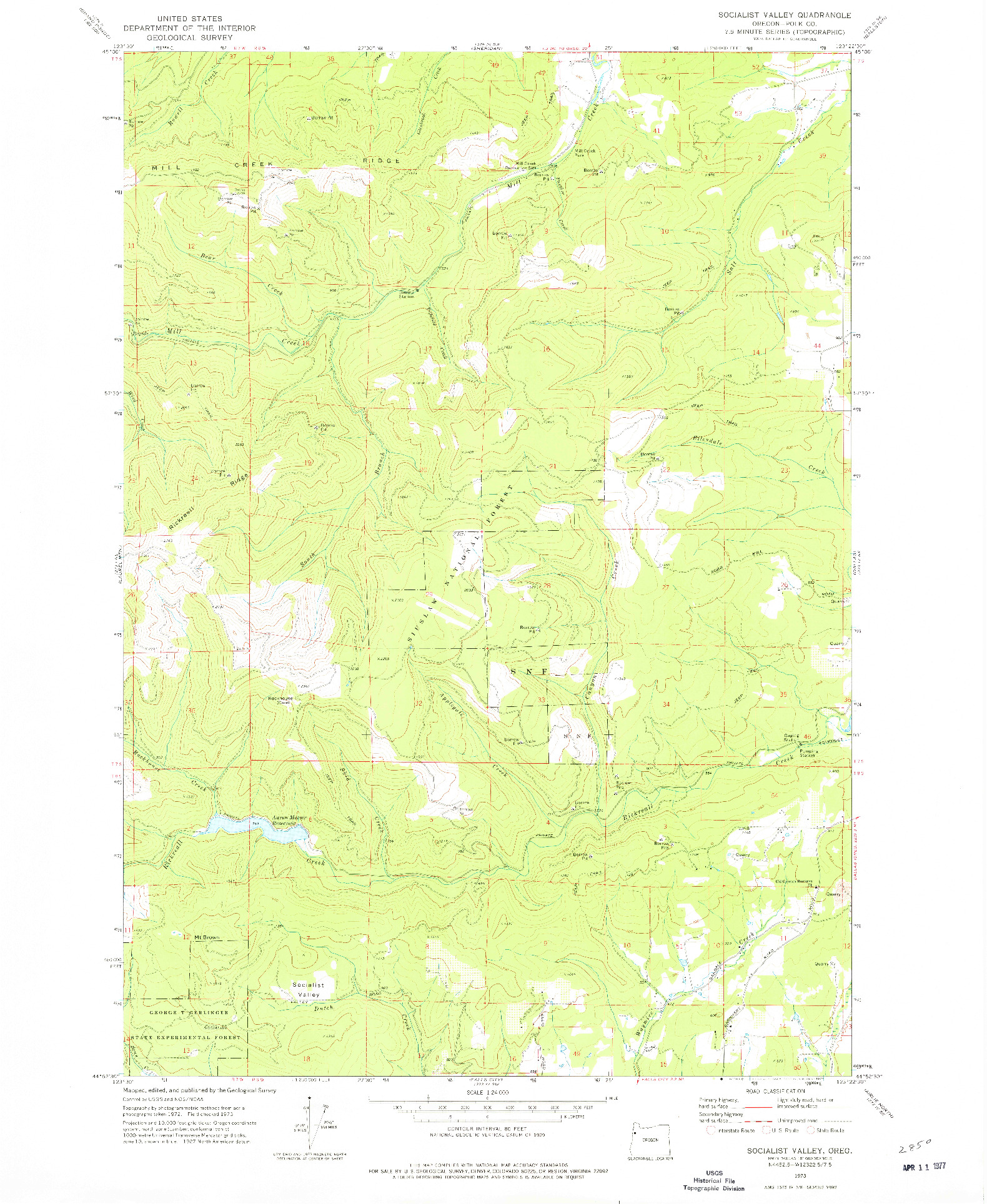 USGS 1:24000-SCALE QUADRANGLE FOR SOCIALIST VALLEY, OR 1973