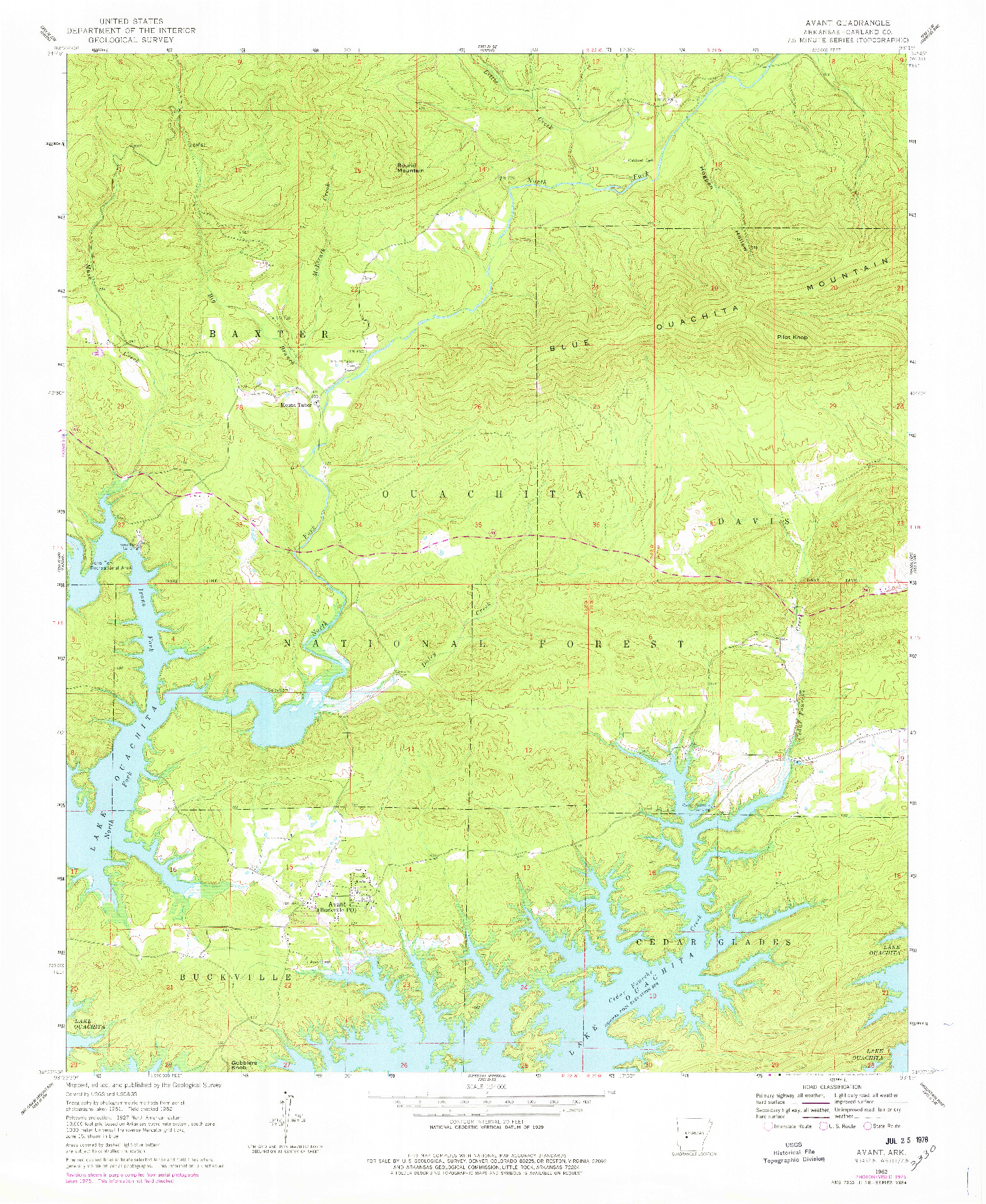 USGS 1:24000-SCALE QUADRANGLE FOR AVANT, AR 1962