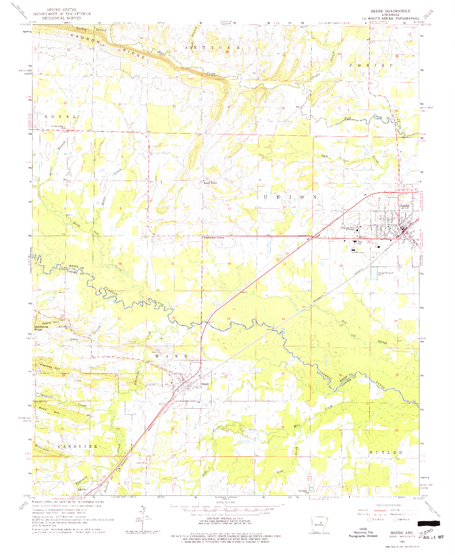 USGS 1:24000-SCALE QUADRANGLE FOR BEEBE, AR 1963