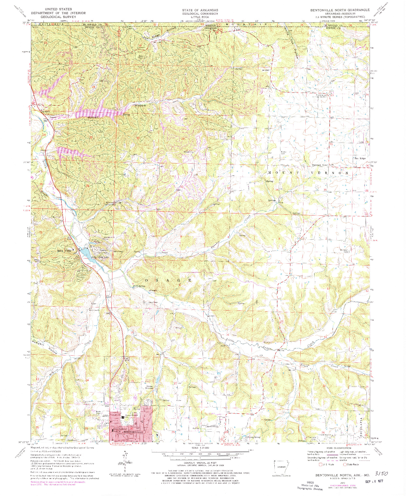 USGS 1:24000-SCALE QUADRANGLE FOR BENTONVILLE NORTH, AR 1970