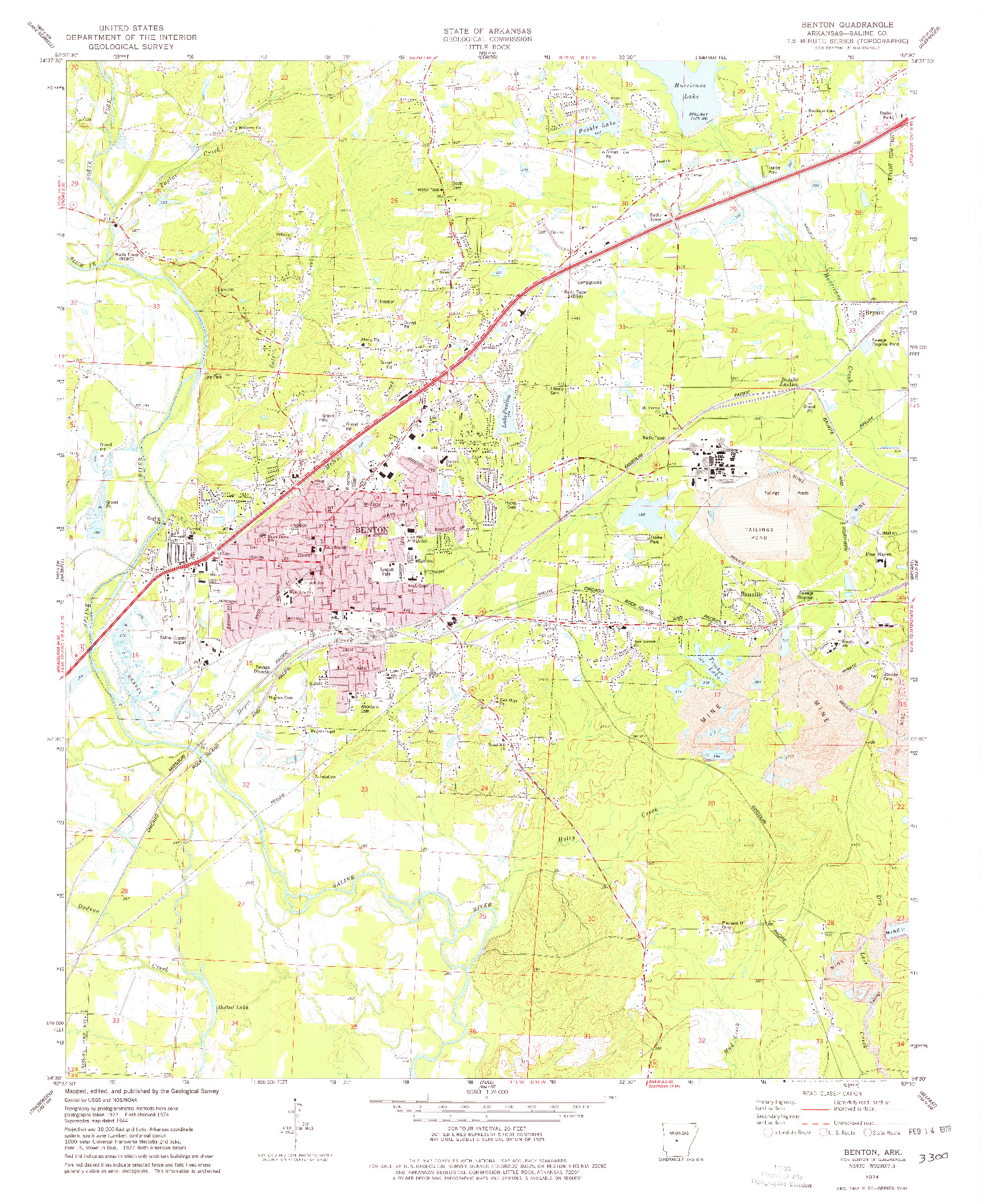 USGS 1:24000-SCALE QUADRANGLE FOR BENTON, AR 1974