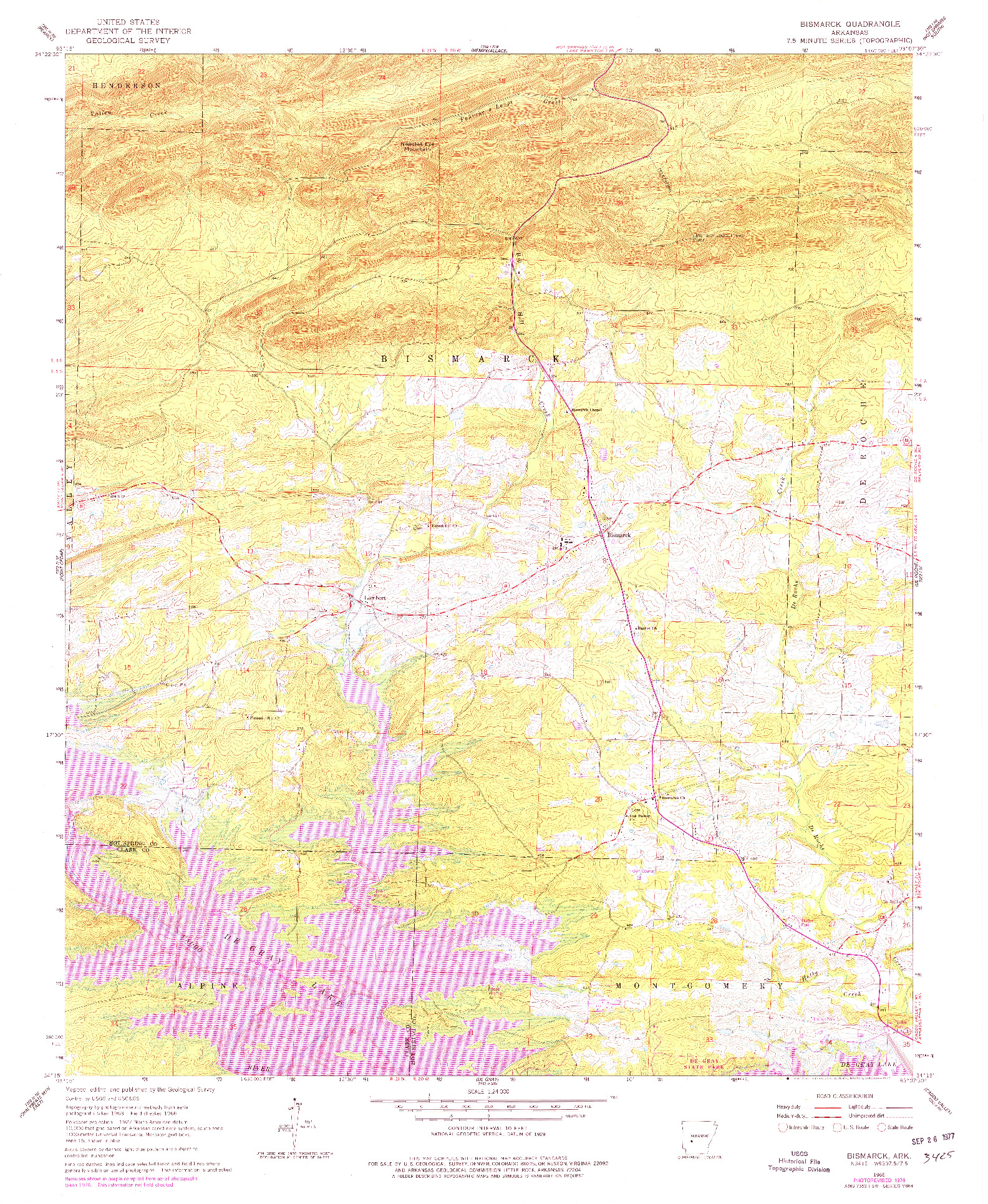 USGS 1:24000-SCALE QUADRANGLE FOR BISMARCK, AR 1966