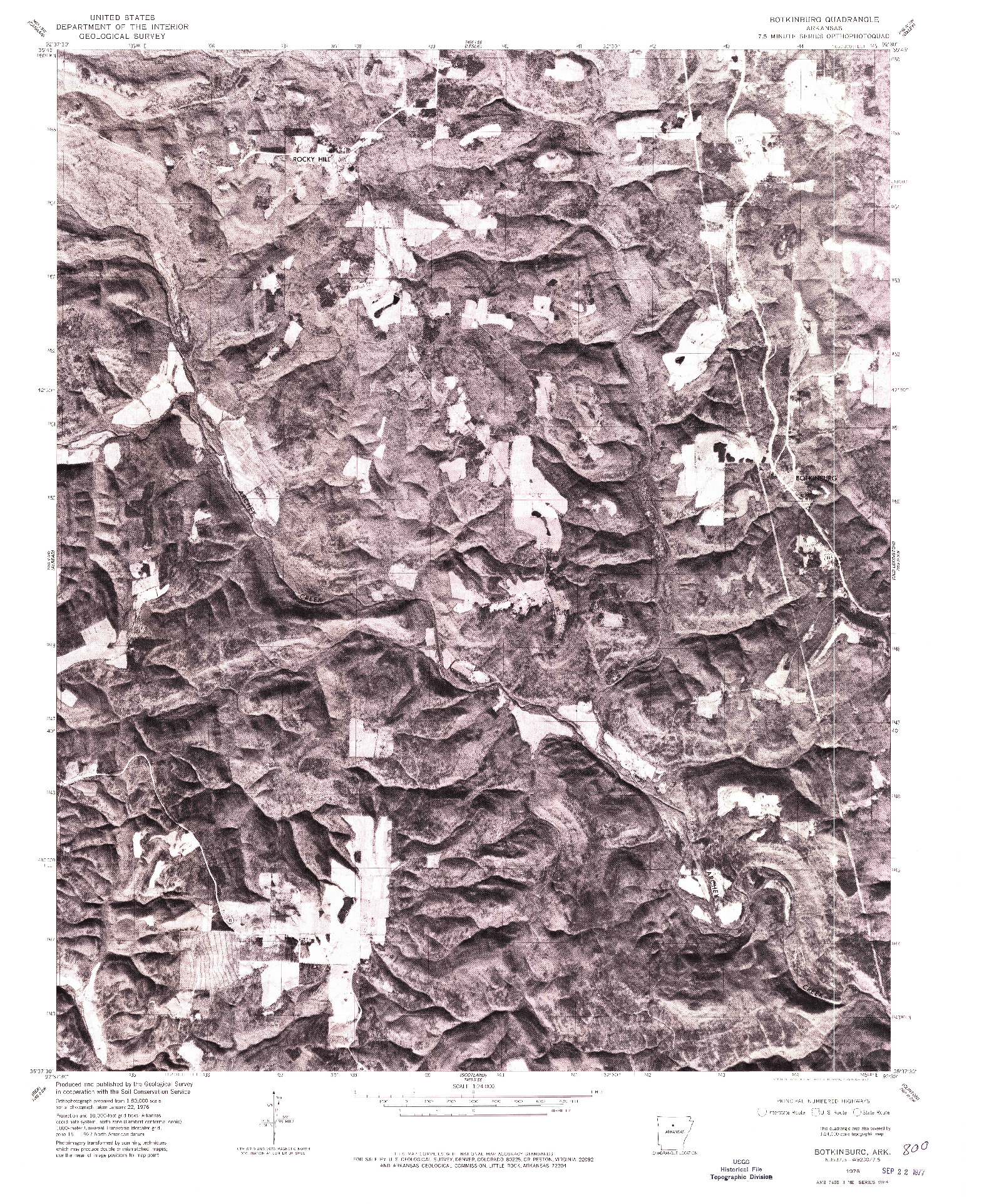 USGS 1:24000-SCALE QUADRANGLE FOR BOTKINBURG, AR 1976