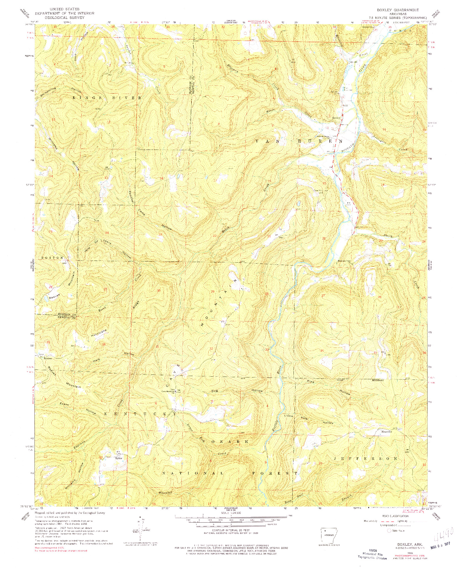 USGS 1:24000-SCALE QUADRANGLE FOR BOXLEY, AR 1968