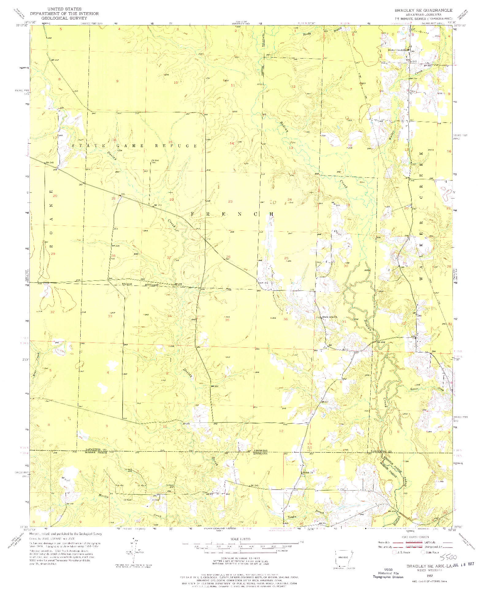 USGS 1:24000-SCALE QUADRANGLE FOR BRADLEY SE, AR 1952