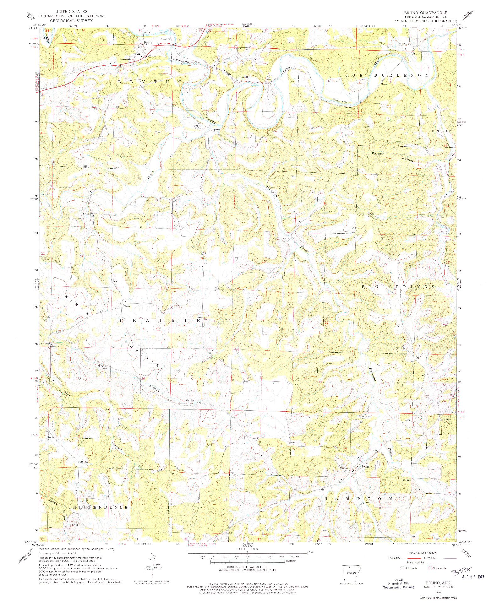 USGS 1:24000-SCALE QUADRANGLE FOR BRUNO, AR 1967