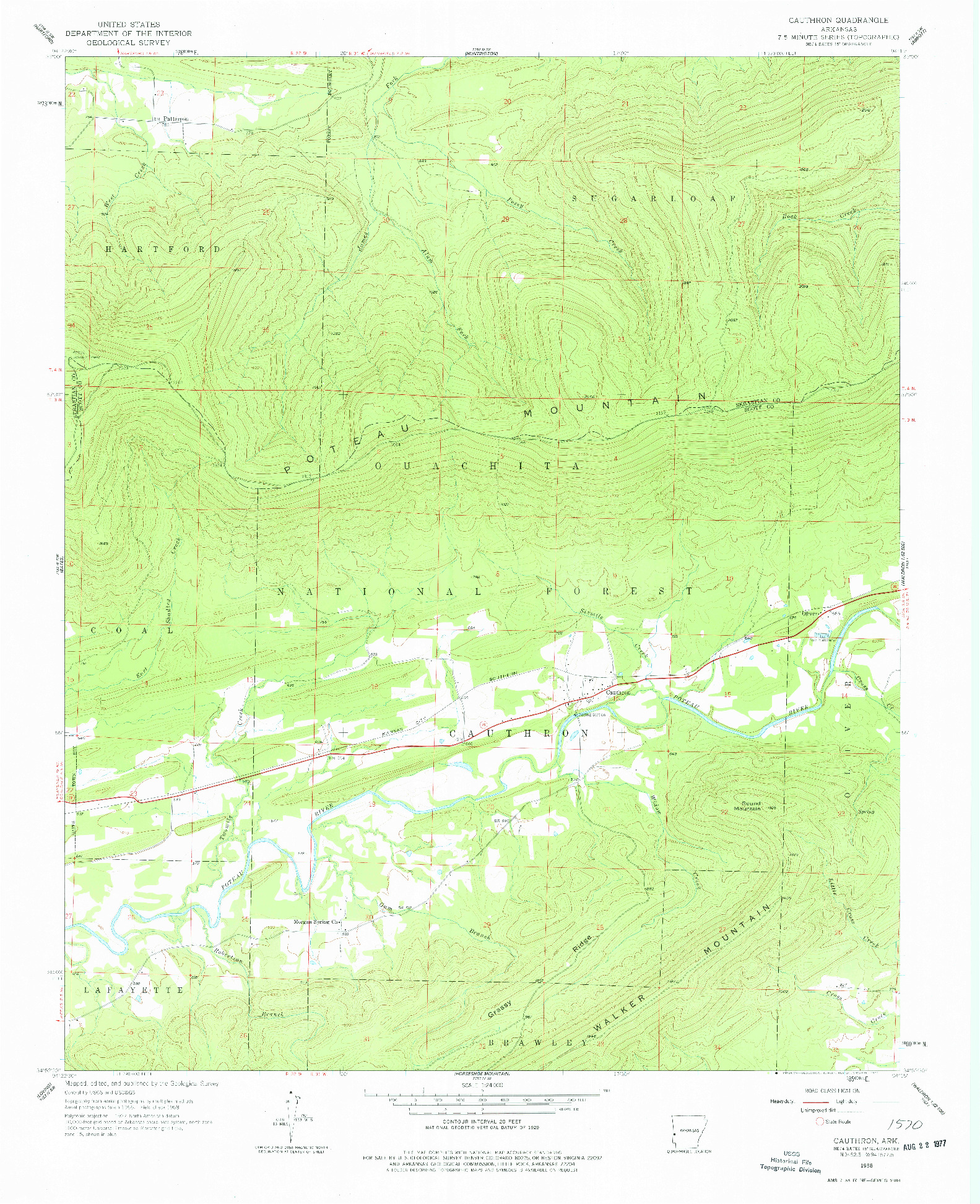 USGS 1:24000-SCALE QUADRANGLE FOR CAUTHRON, AR 1958
