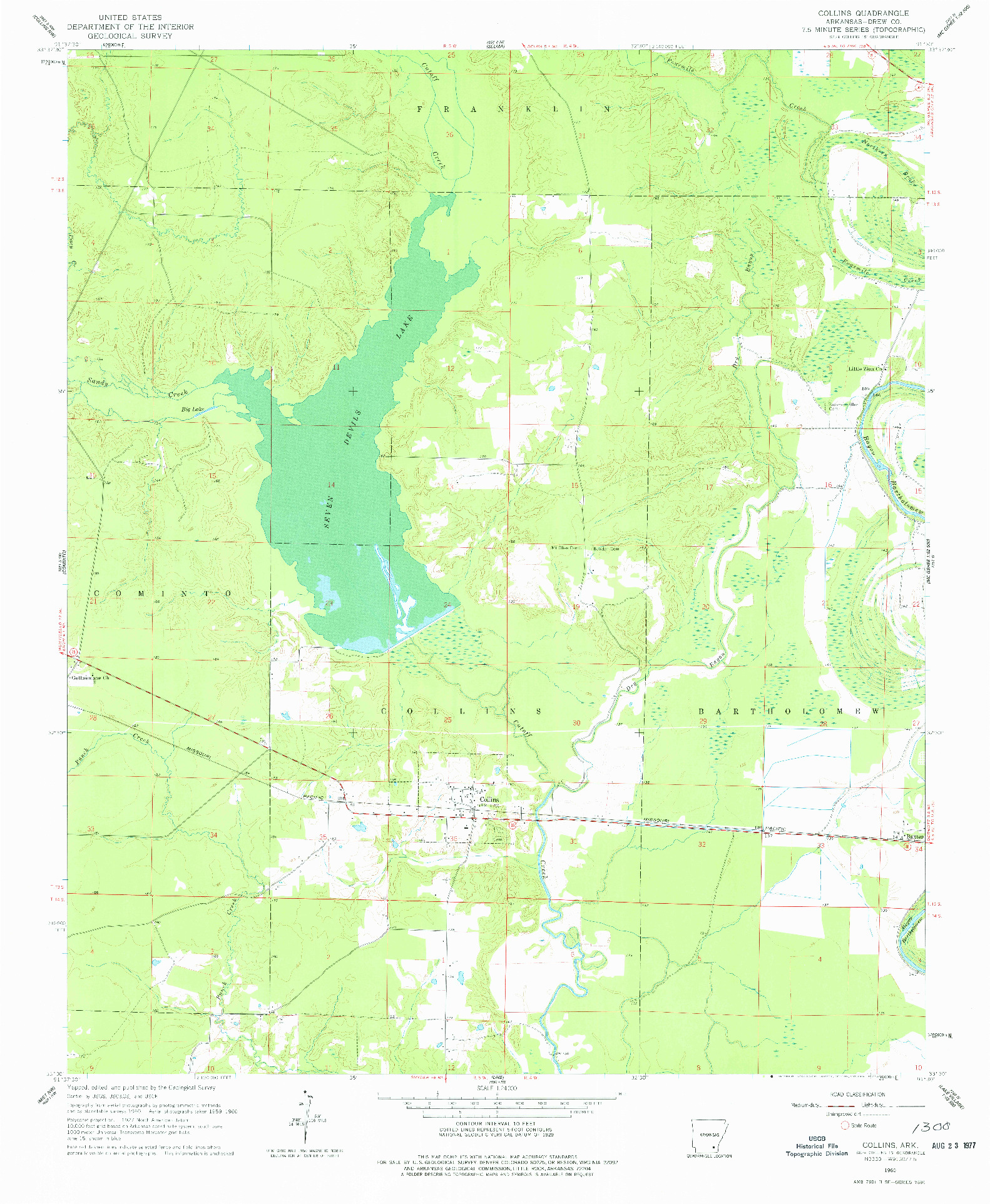 USGS 1:24000-SCALE QUADRANGLE FOR COLLINS, AR 1960