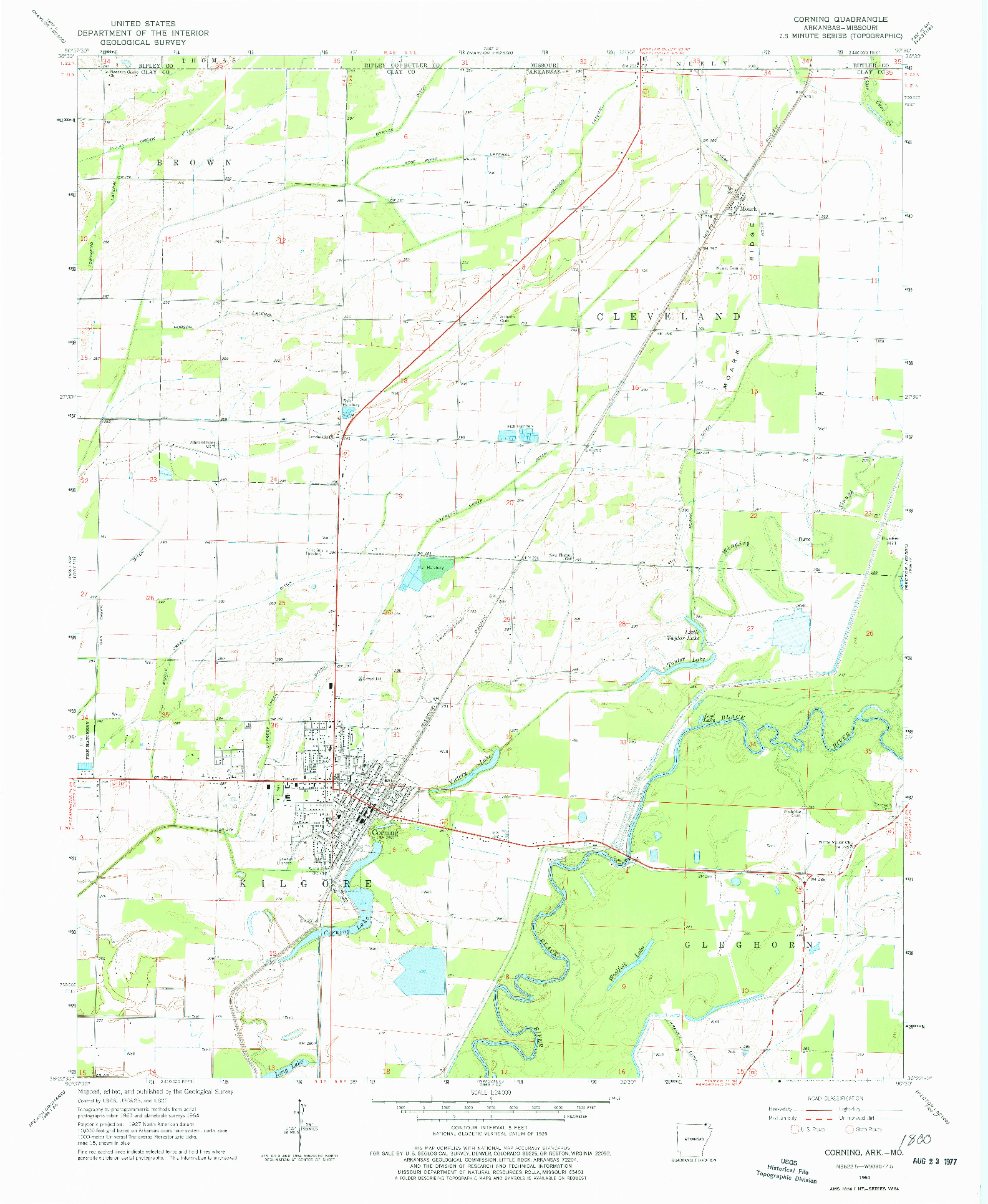 USGS 1:24000-SCALE QUADRANGLE FOR CORNING, AR 1964