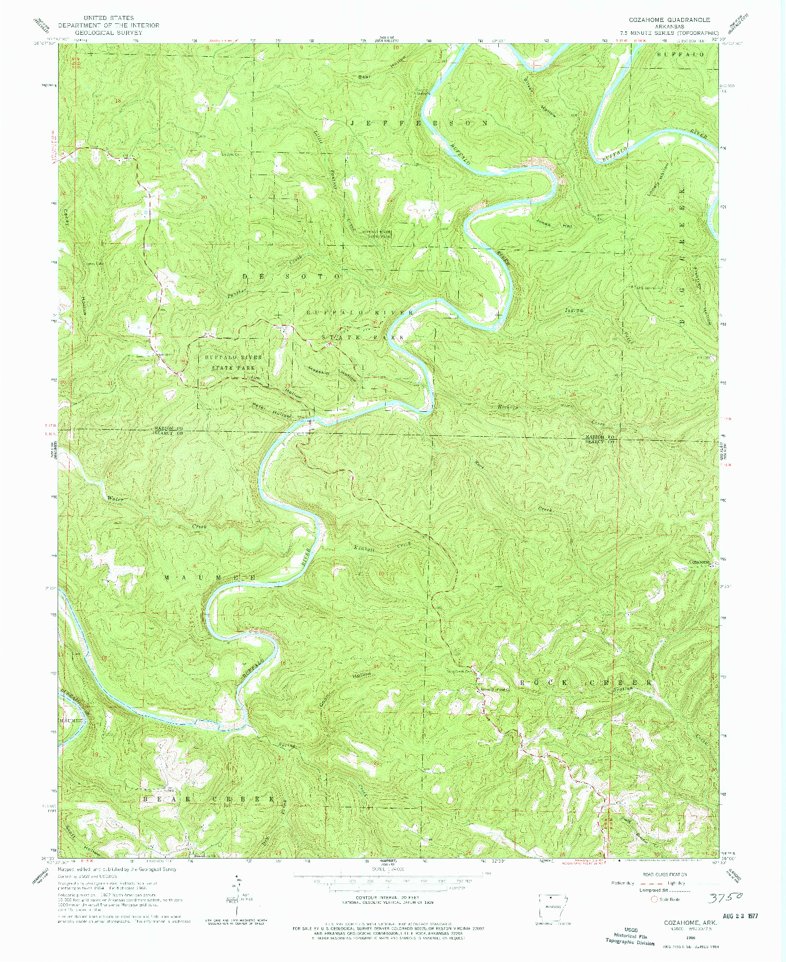 USGS 1:24000-SCALE QUADRANGLE FOR COZAHOME, AR 1966