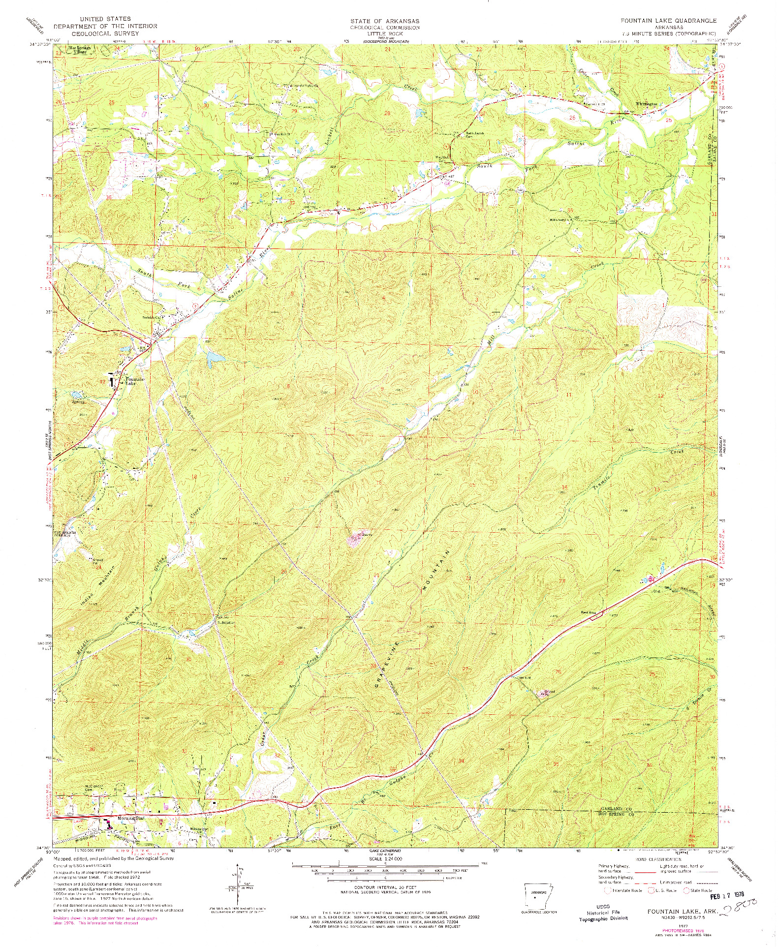 USGS 1:24000-SCALE QUADRANGLE FOR FOUNTAIN LAKE, AR 1972