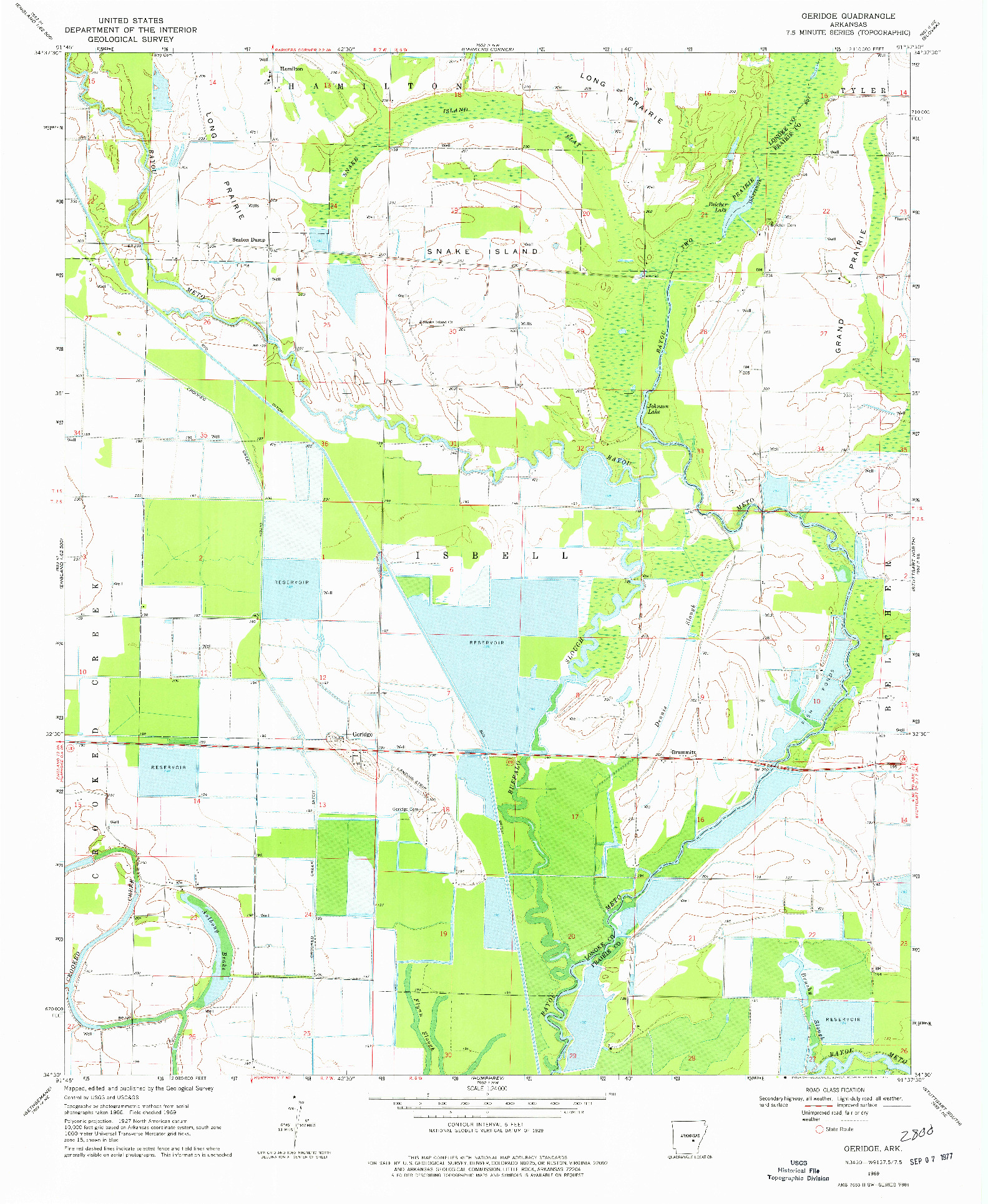 USGS 1:24000-SCALE QUADRANGLE FOR GERIDGE, AR 1969