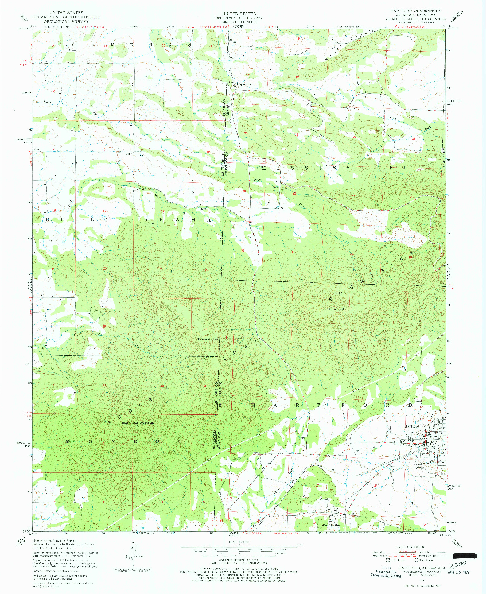 USGS 1:24000-SCALE QUADRANGLE FOR HARTFORD, AR 1947