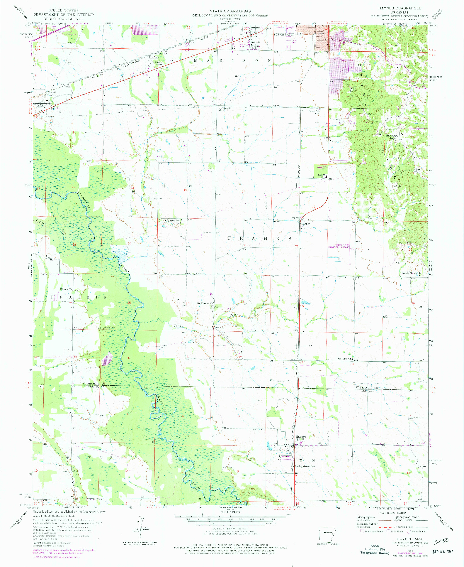 USGS 1:24000-SCALE QUADRANGLE FOR HAYNES, AR 1958