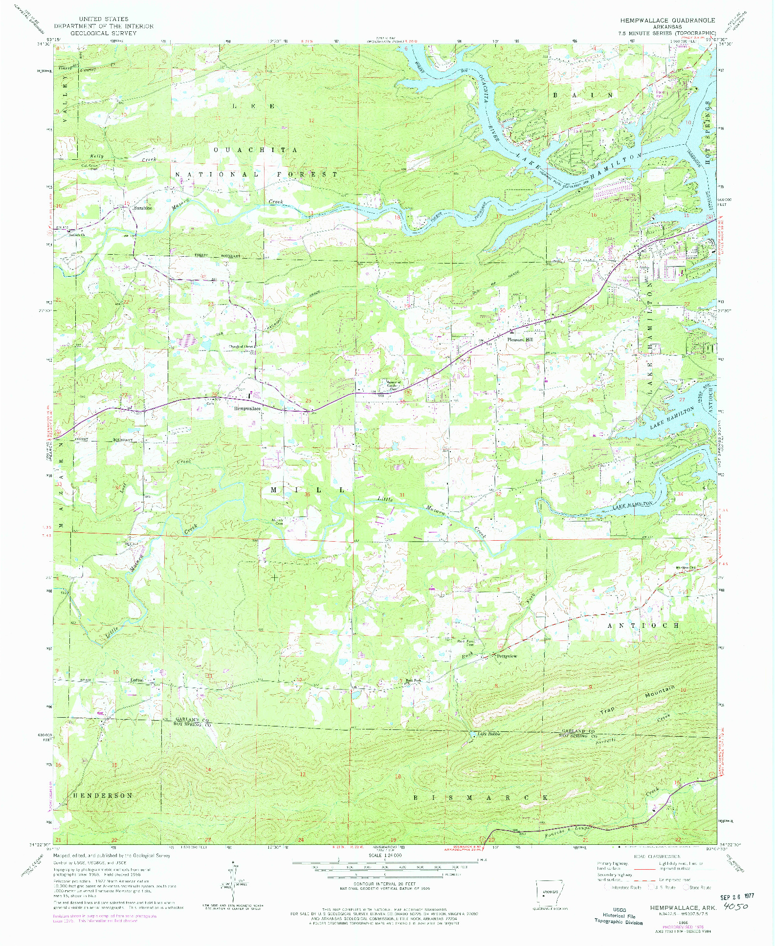 USGS 1:24000-SCALE QUADRANGLE FOR HEMPWALLACE, AR 1966
