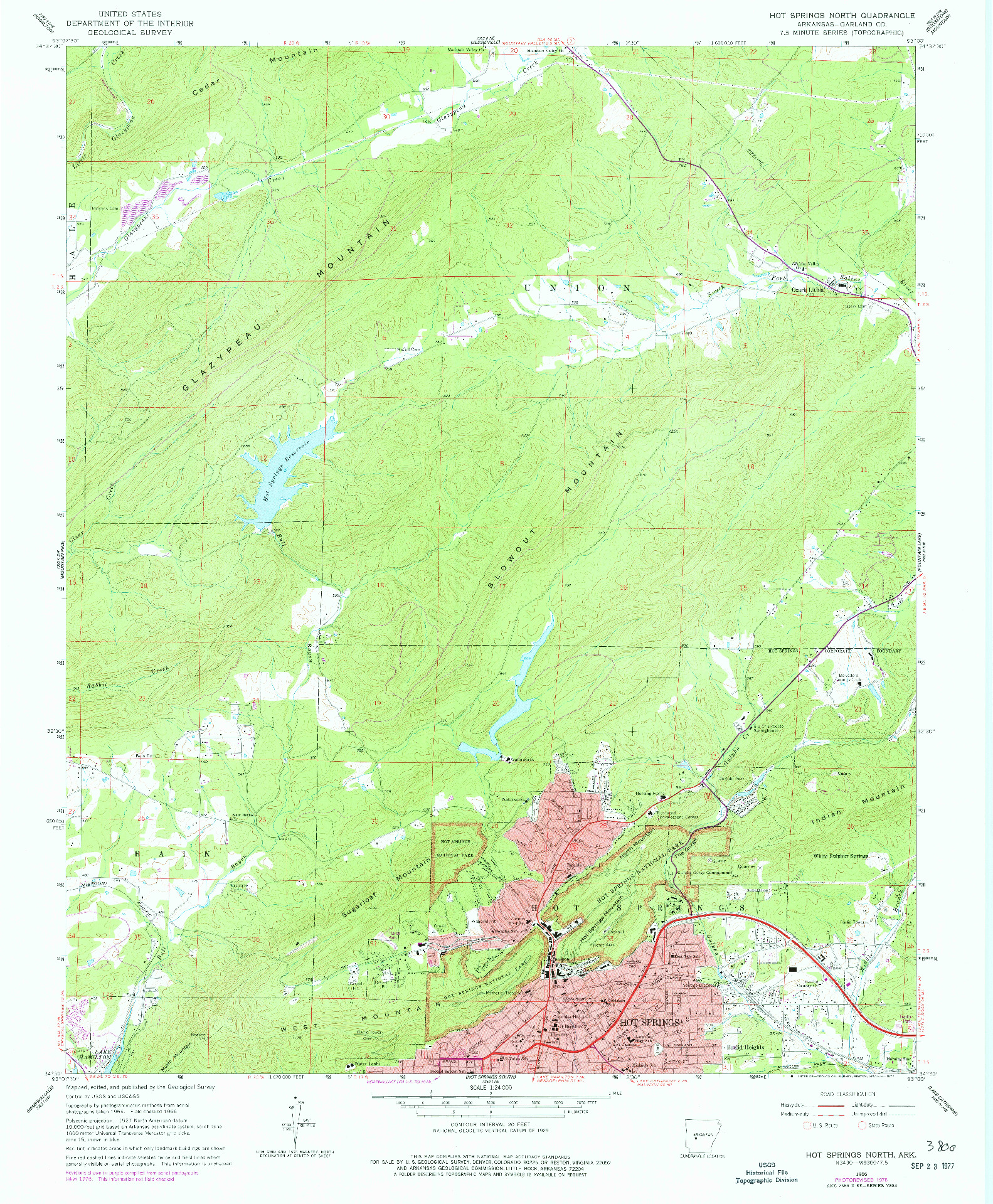 USGS 1:24000-SCALE QUADRANGLE FOR HOT SPRINGS NORTH, AR 1966