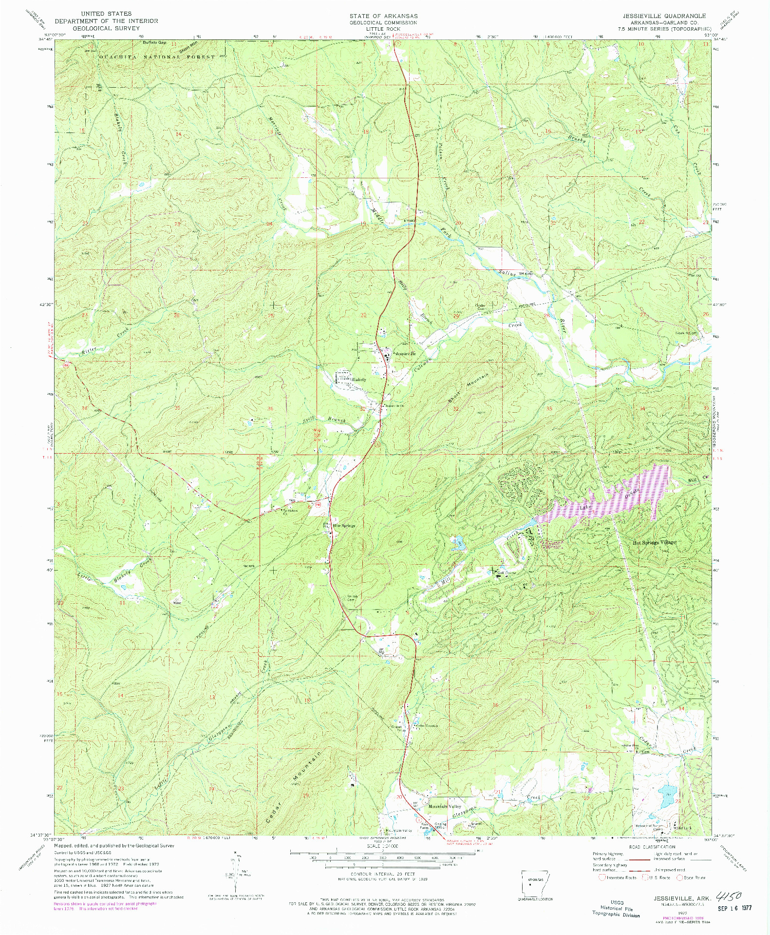 USGS 1:24000-SCALE QUADRANGLE FOR JESSIEVILLE, AR 1972