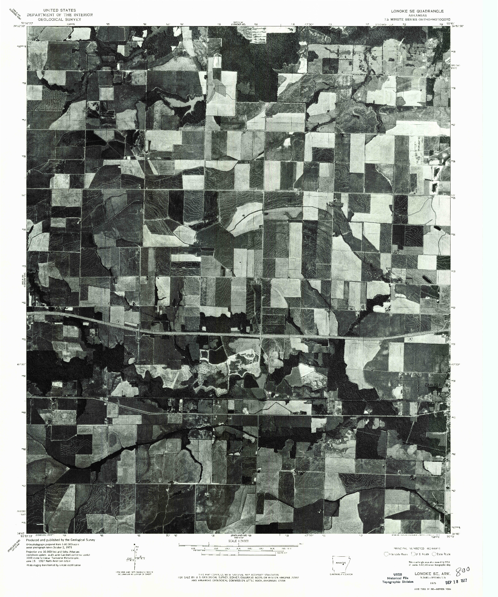 USGS 1:24000-SCALE QUADRANGLE FOR LONOKE SE, AR 1975