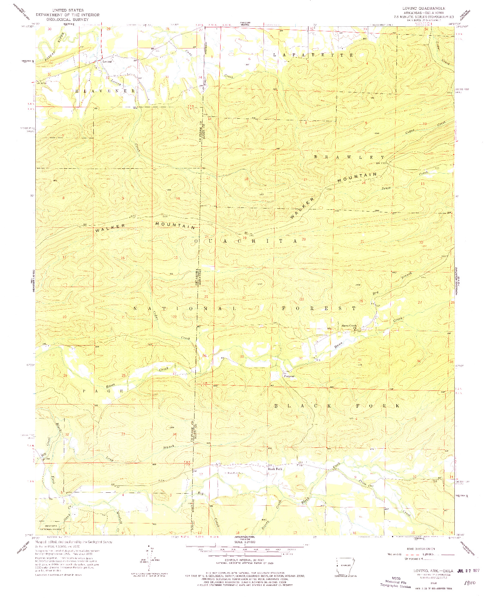 USGS 1:24000-SCALE QUADRANGLE FOR LOVING, AR 1958