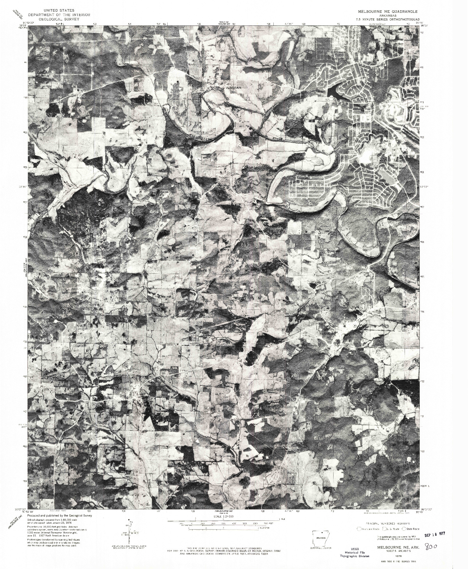 USGS 1:24000-SCALE QUADRANGLE FOR MELBOURNE NE, AR 1976