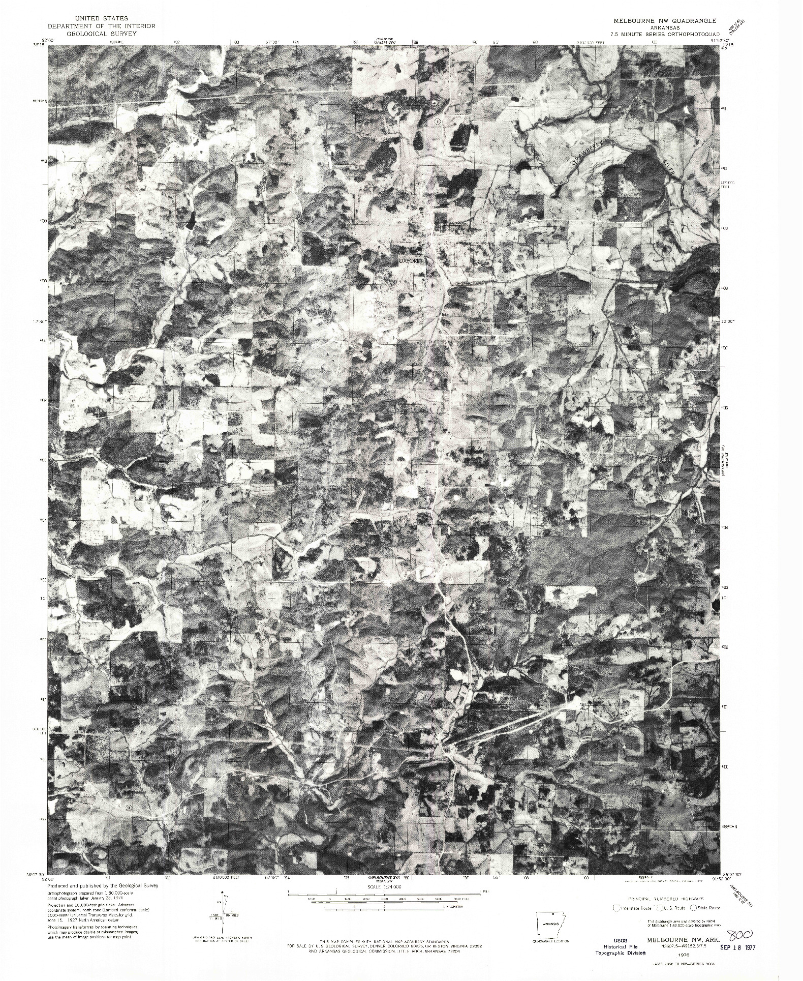 USGS 1:24000-SCALE QUADRANGLE FOR MELBOURNE NW, AR 1976