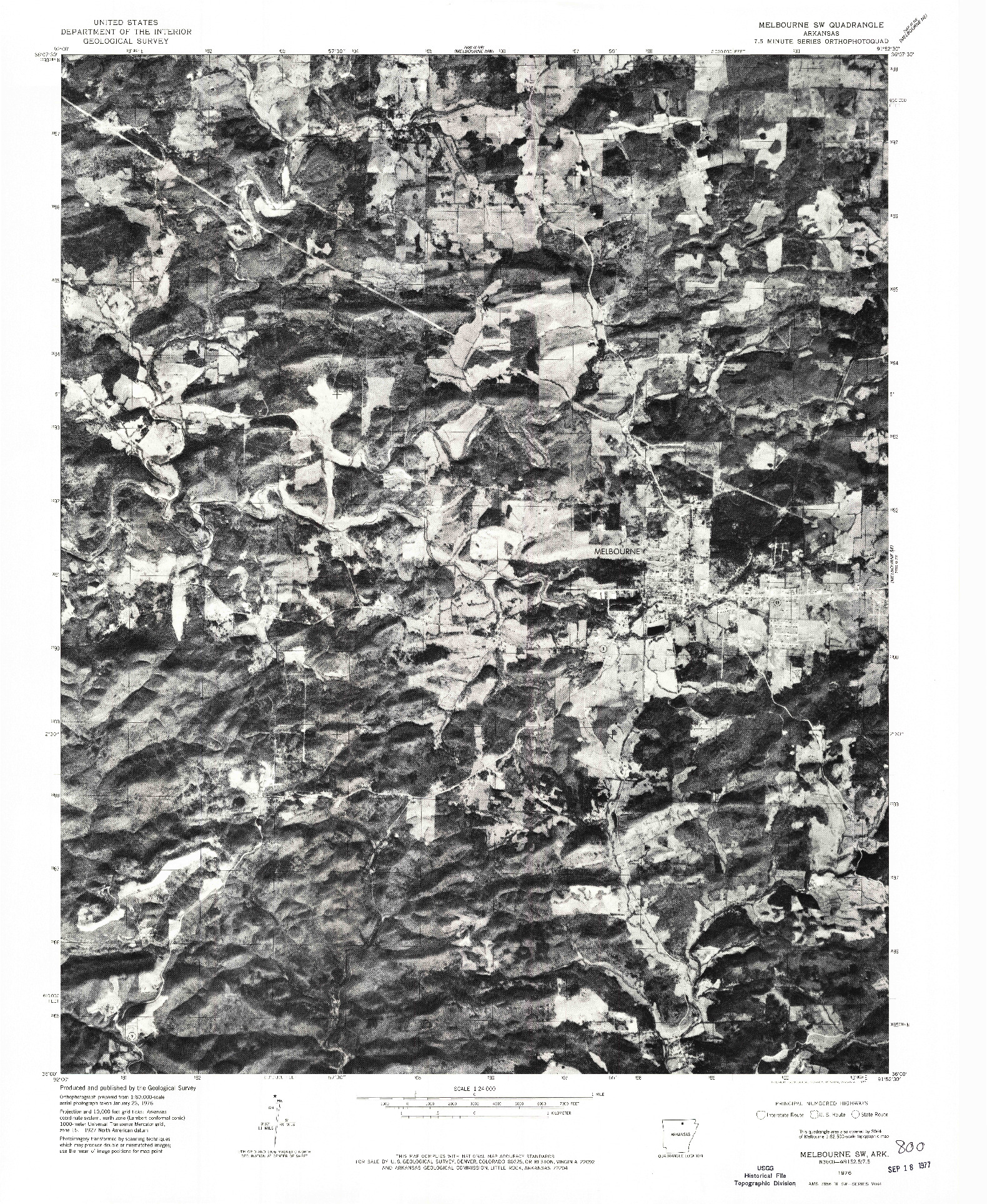 USGS 1:24000-SCALE QUADRANGLE FOR MELBOURNE SW, AR 1976