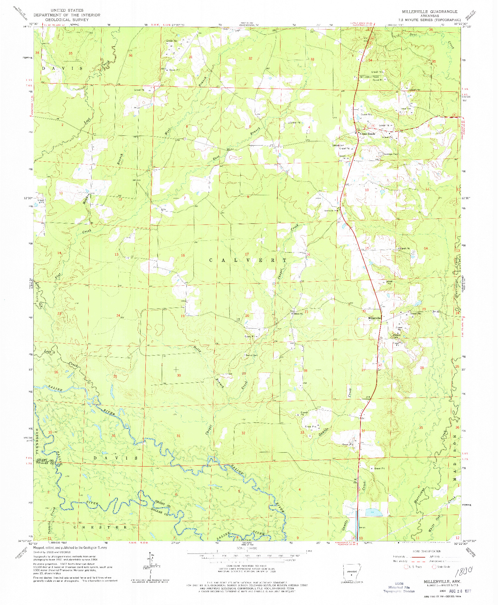 USGS 1:24000-SCALE QUADRANGLE FOR MILLERVILLE, AR 1964