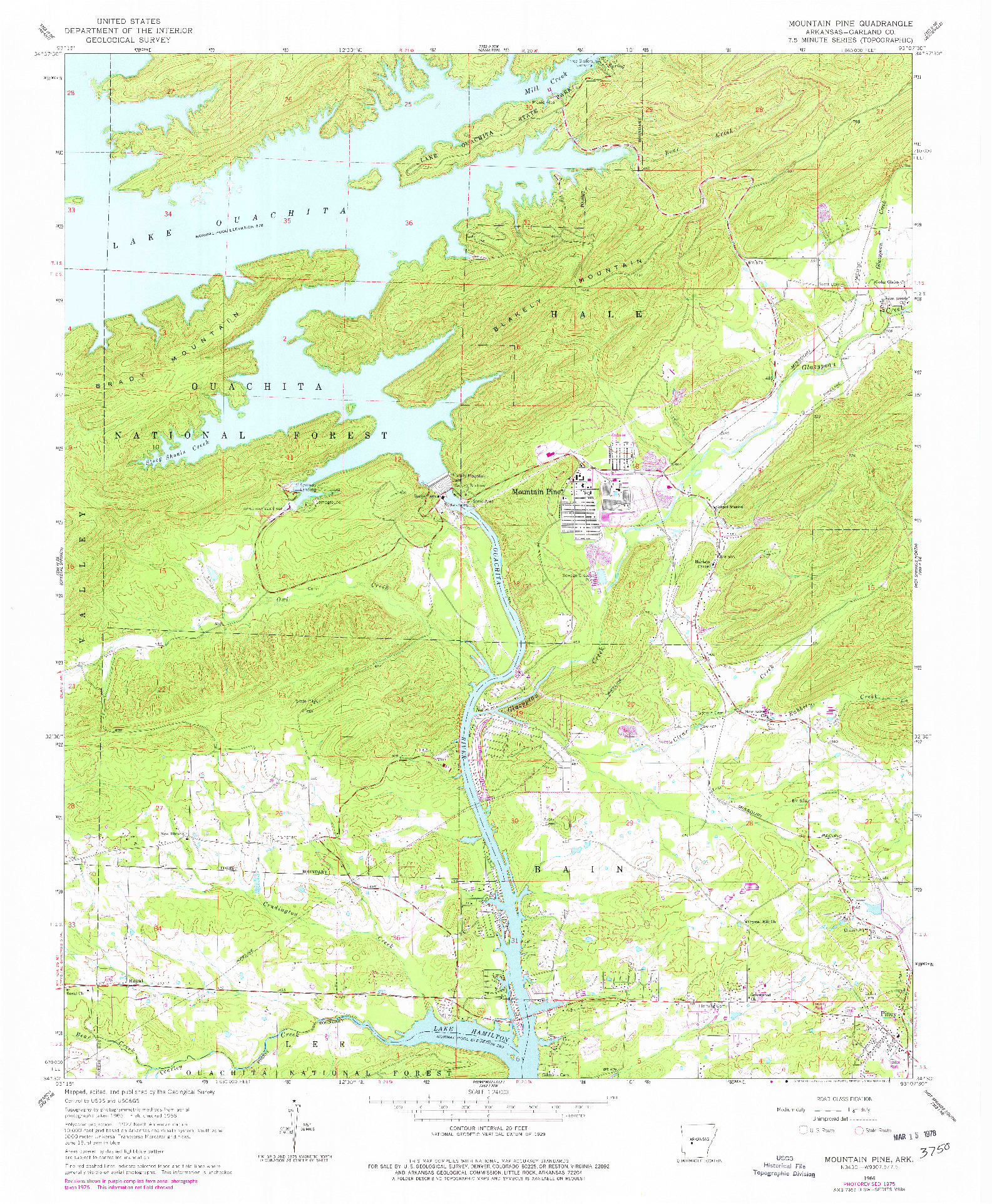 USGS 1:24000-SCALE QUADRANGLE FOR MOUNTAIN PINE, AR 1966