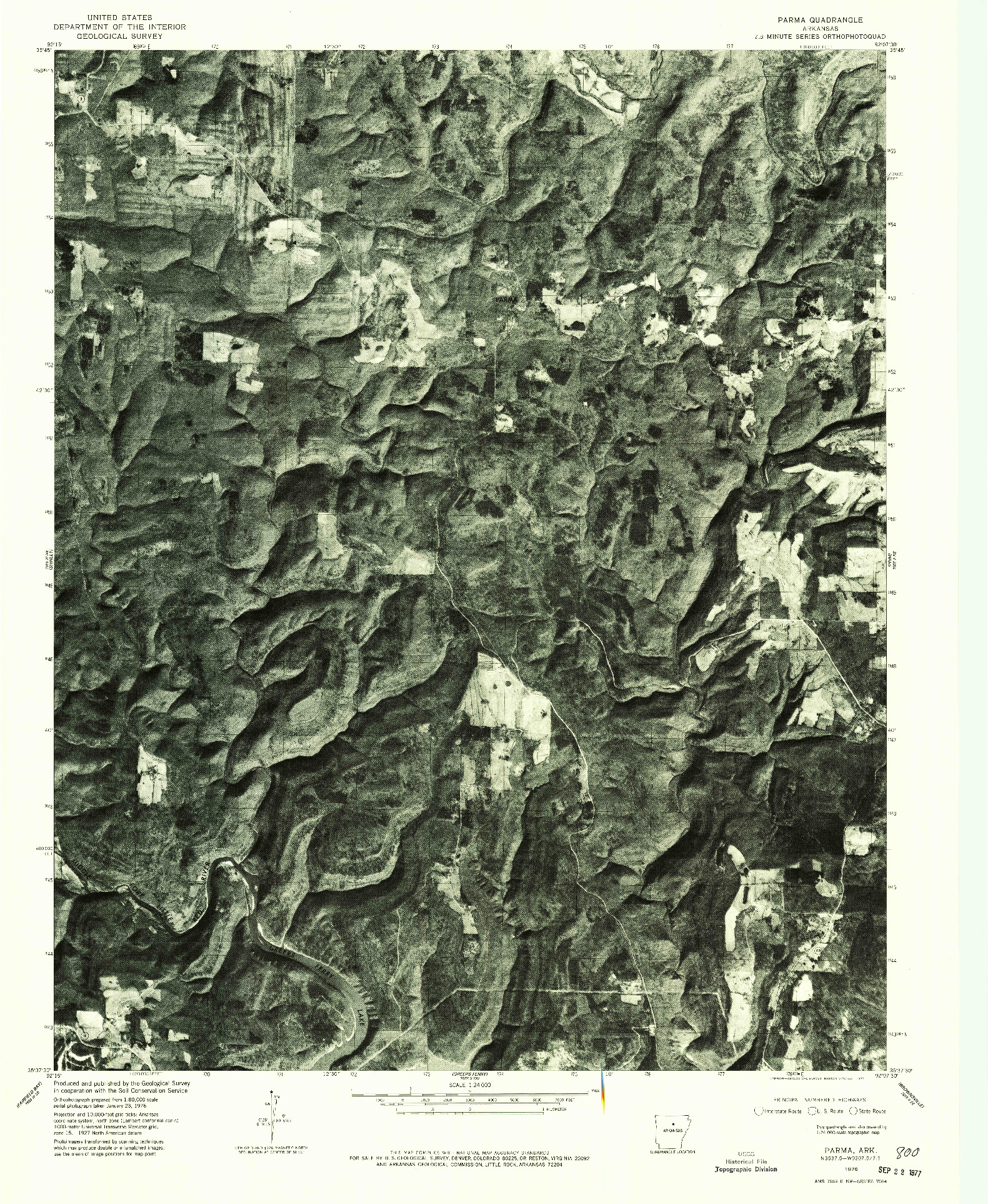 USGS 1:24000-SCALE QUADRANGLE FOR PARMA, AR 1976