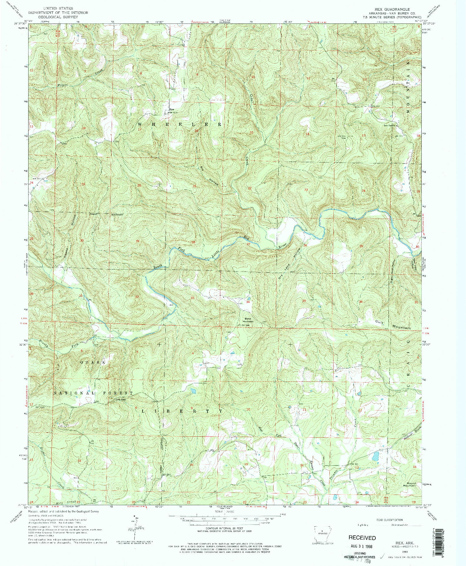 USGS 1:24000-SCALE QUADRANGLE FOR REX, AR 1965