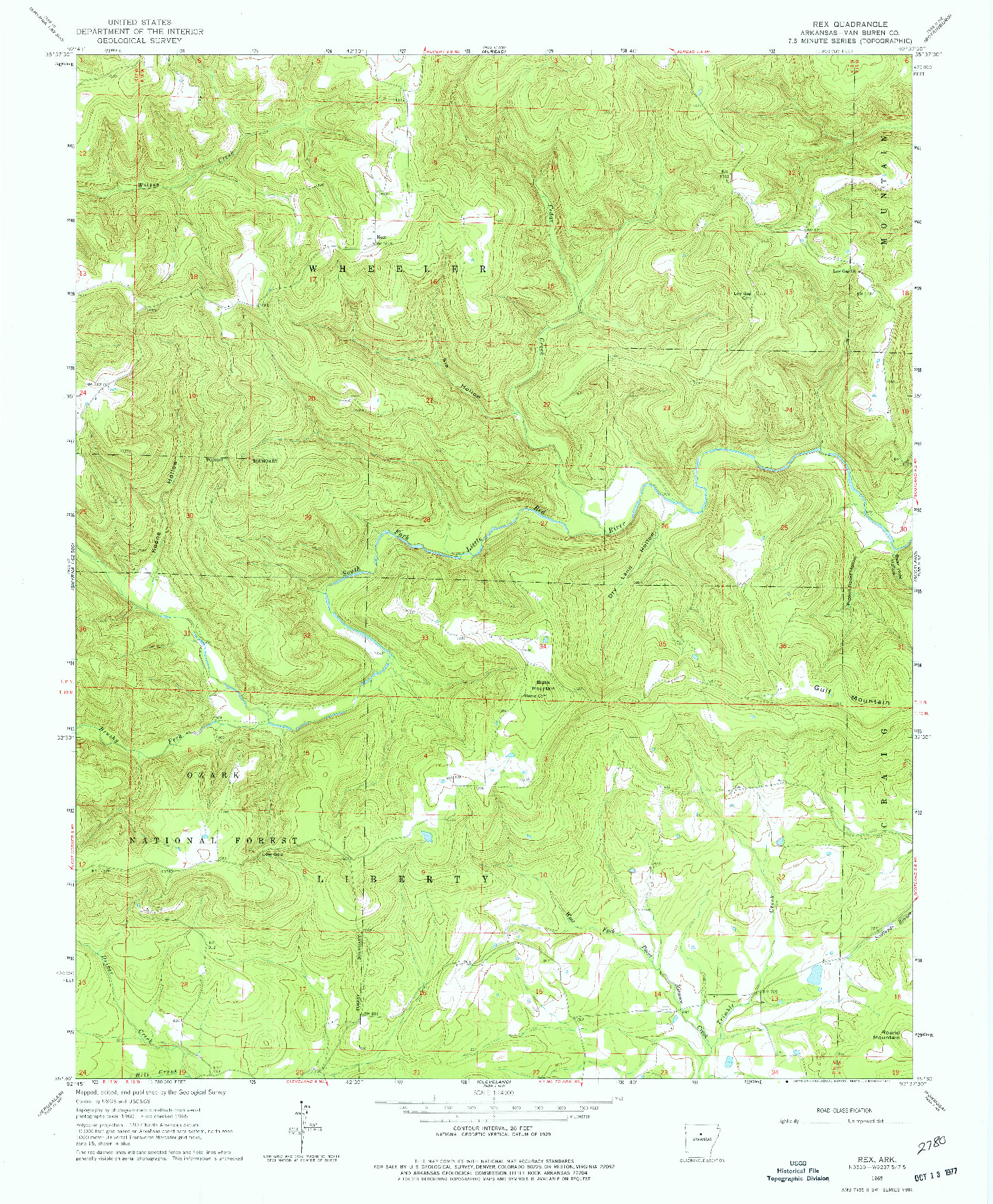 USGS 1:24000-SCALE QUADRANGLE FOR REX, AR 1965