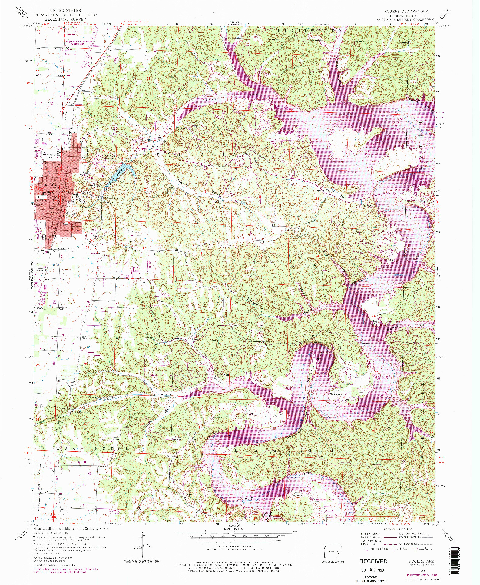 USGS 1:24000-SCALE QUADRANGLE FOR ROGERS, AR 1958