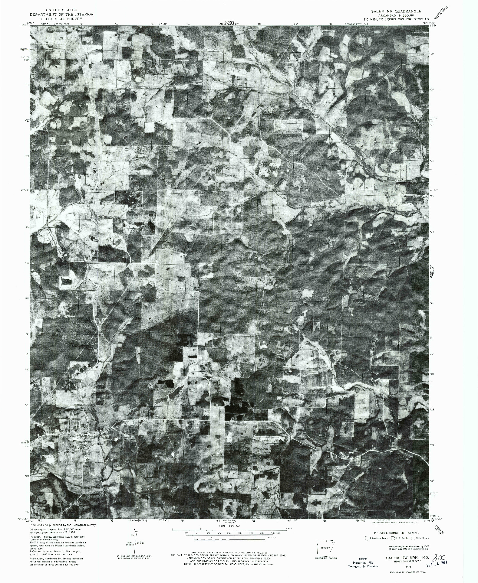 USGS 1:24000-SCALE QUADRANGLE FOR SALEM NW, AR 1976