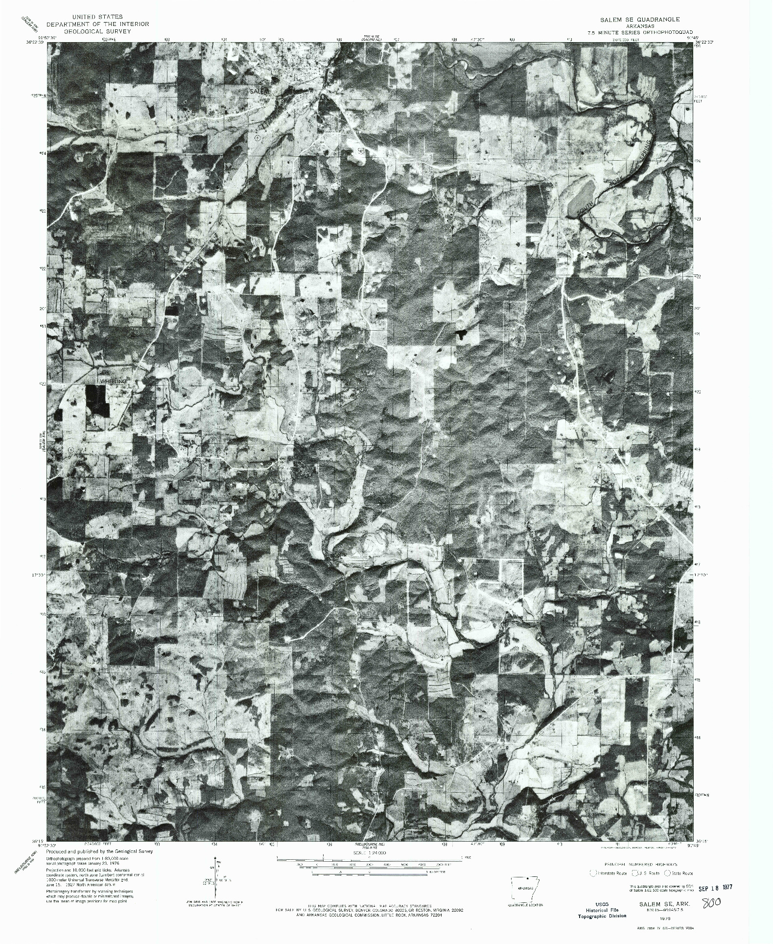 USGS 1:24000-SCALE QUADRANGLE FOR SALEM SE, AR 1976