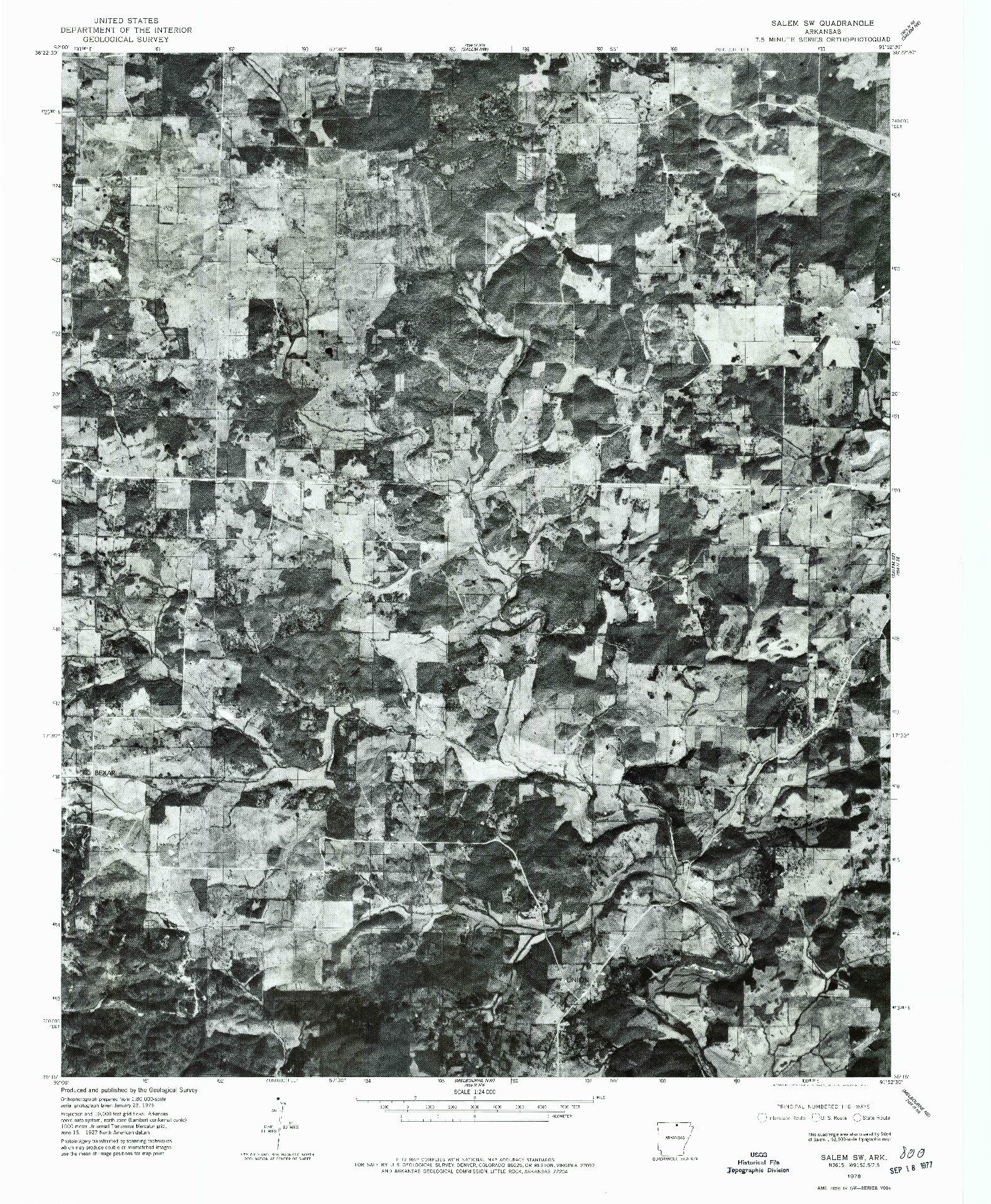 USGS 1:24000-SCALE QUADRANGLE FOR SALEM SW, AR 1976