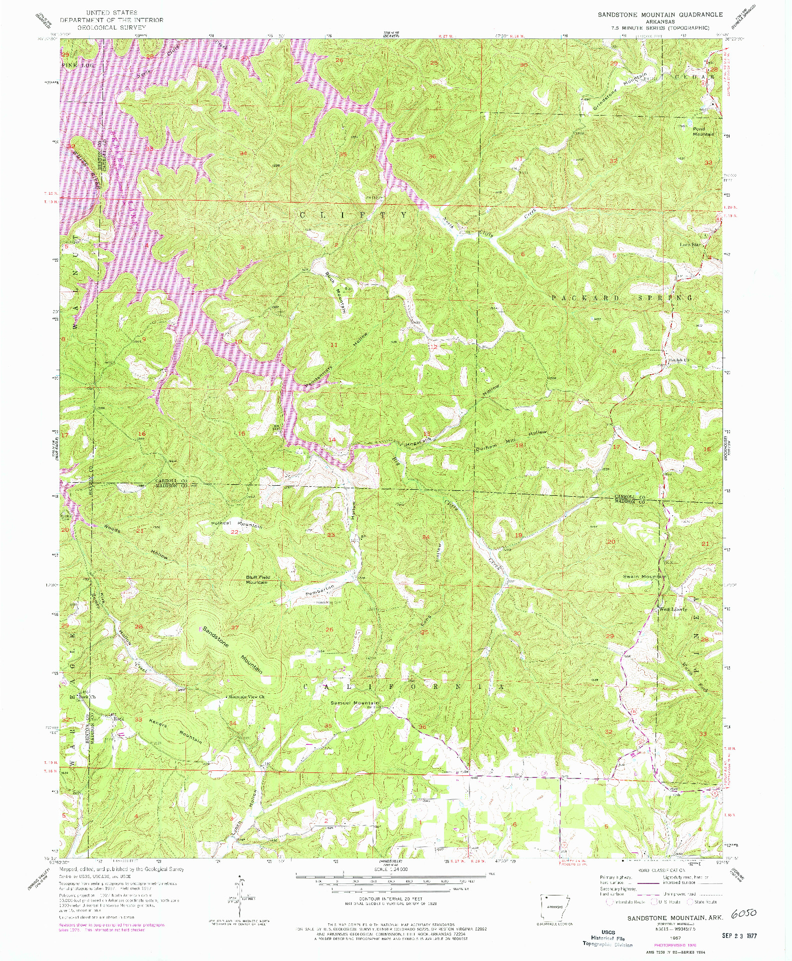 USGS 1:24000-SCALE QUADRANGLE FOR SANDSTONE MOUNTAIN, AR 1957