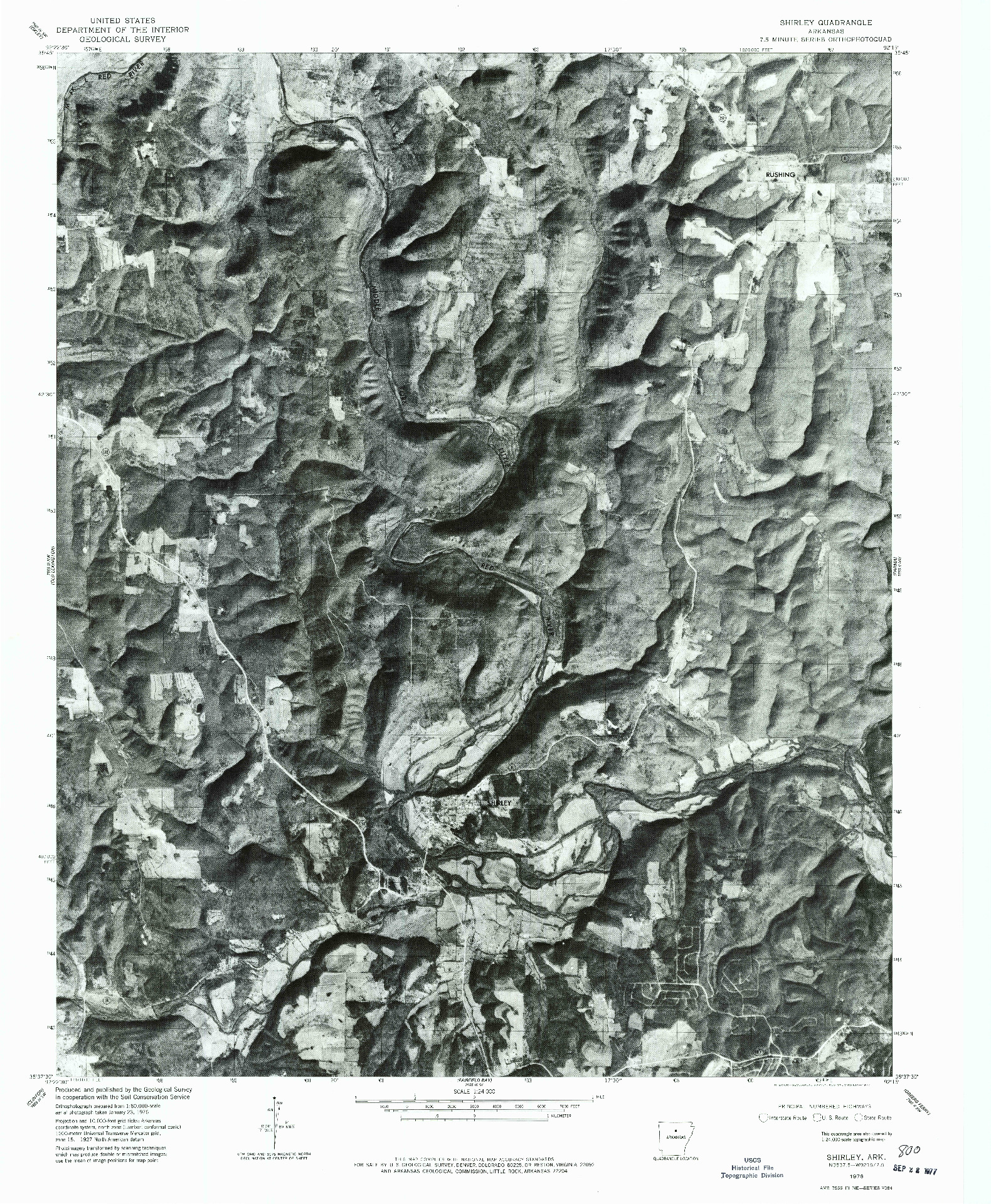 USGS 1:24000-SCALE QUADRANGLE FOR SHIRLEY, AR 1976