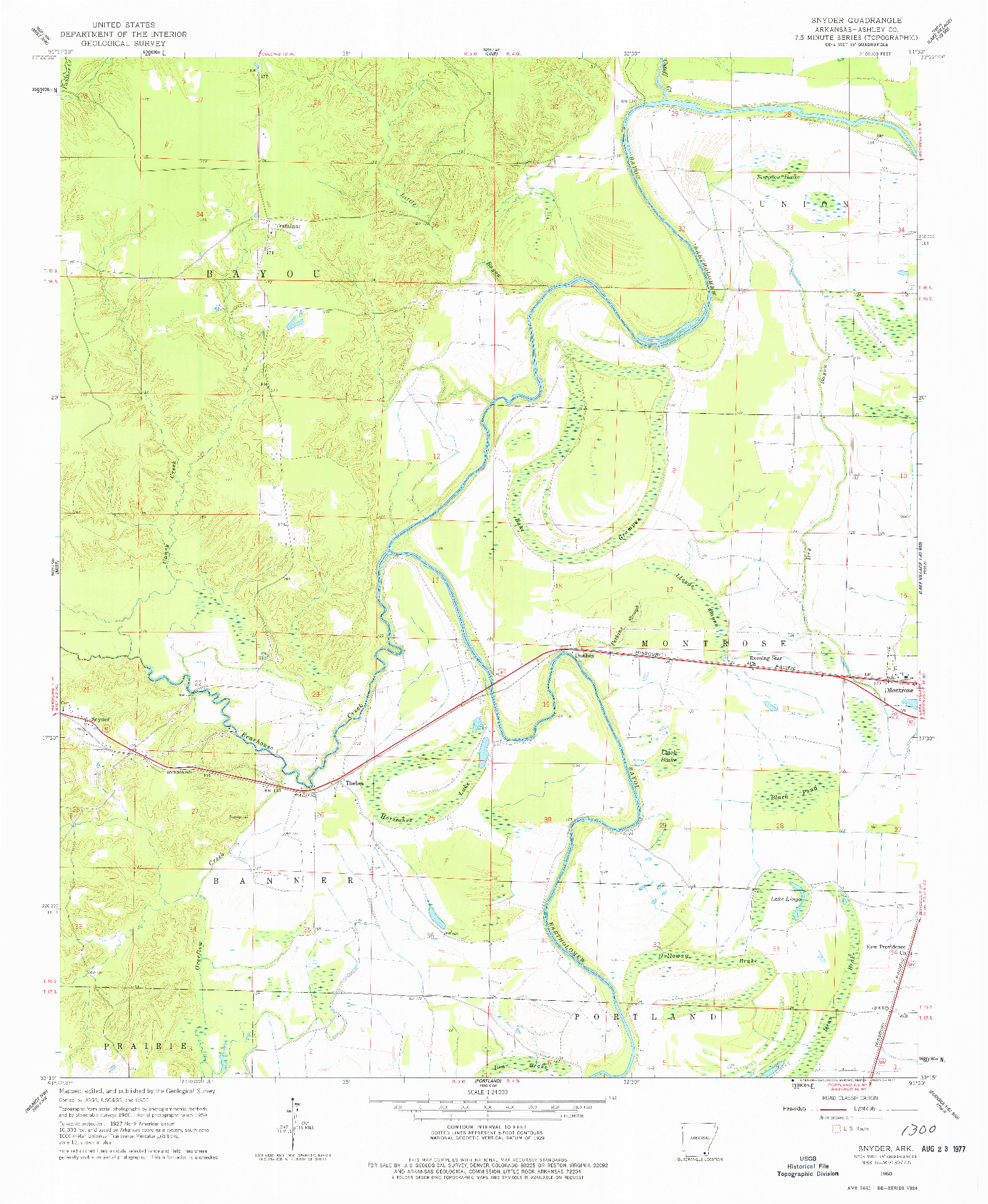 USGS 1:24000-SCALE QUADRANGLE FOR SNYDER, AR 1960