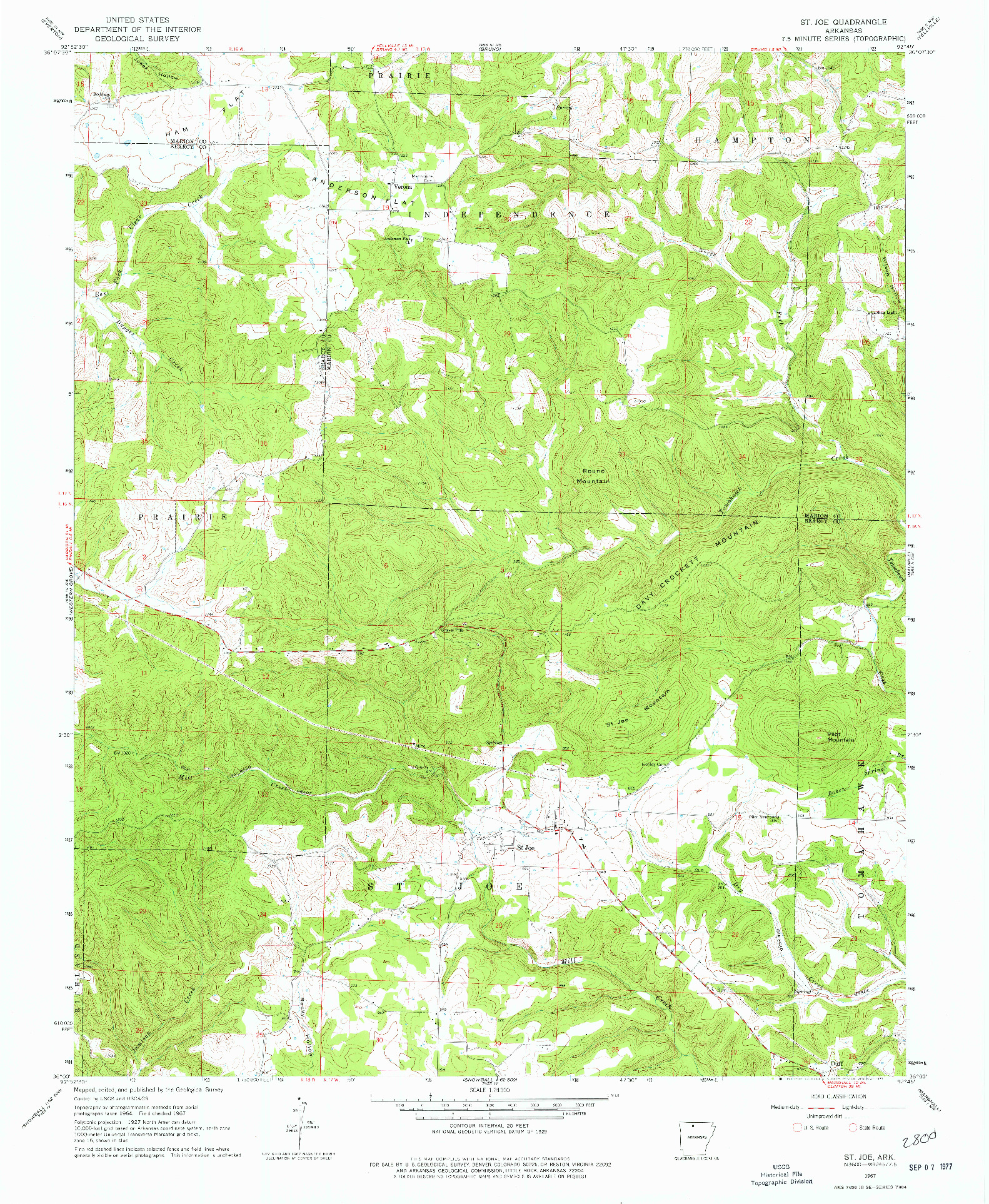 USGS 1:24000-SCALE QUADRANGLE FOR ST. JOE, AR 1967