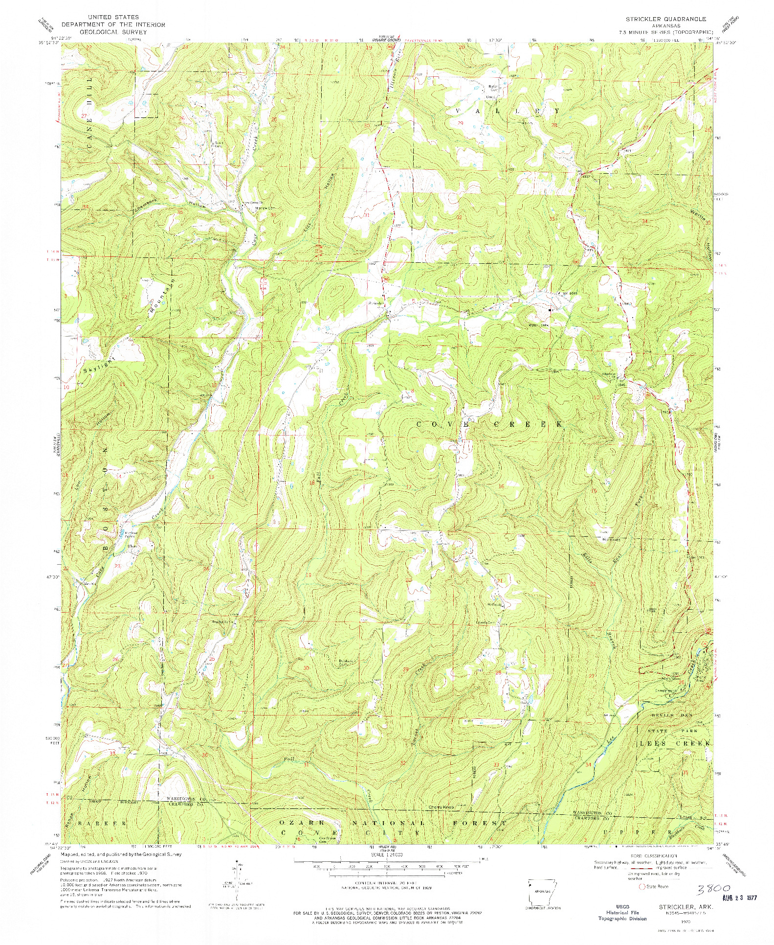 USGS 1:24000-SCALE QUADRANGLE FOR STRICKLER, AR 1970