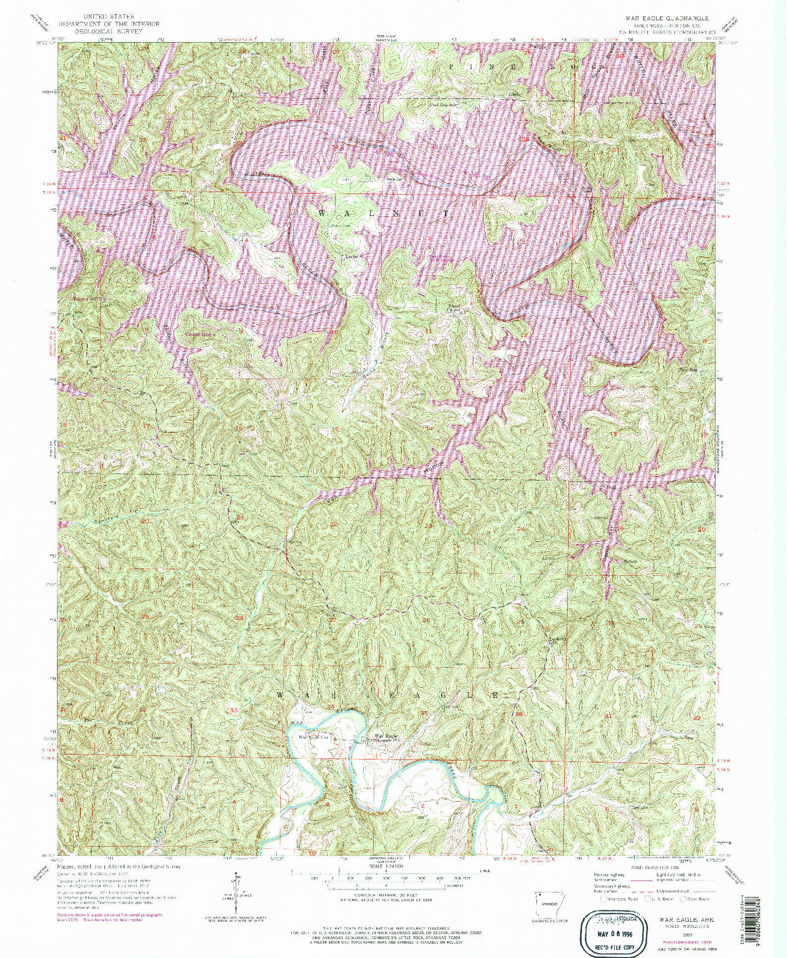 USGS 1:24000-SCALE QUADRANGLE FOR WAR EAGLE, AR 1957